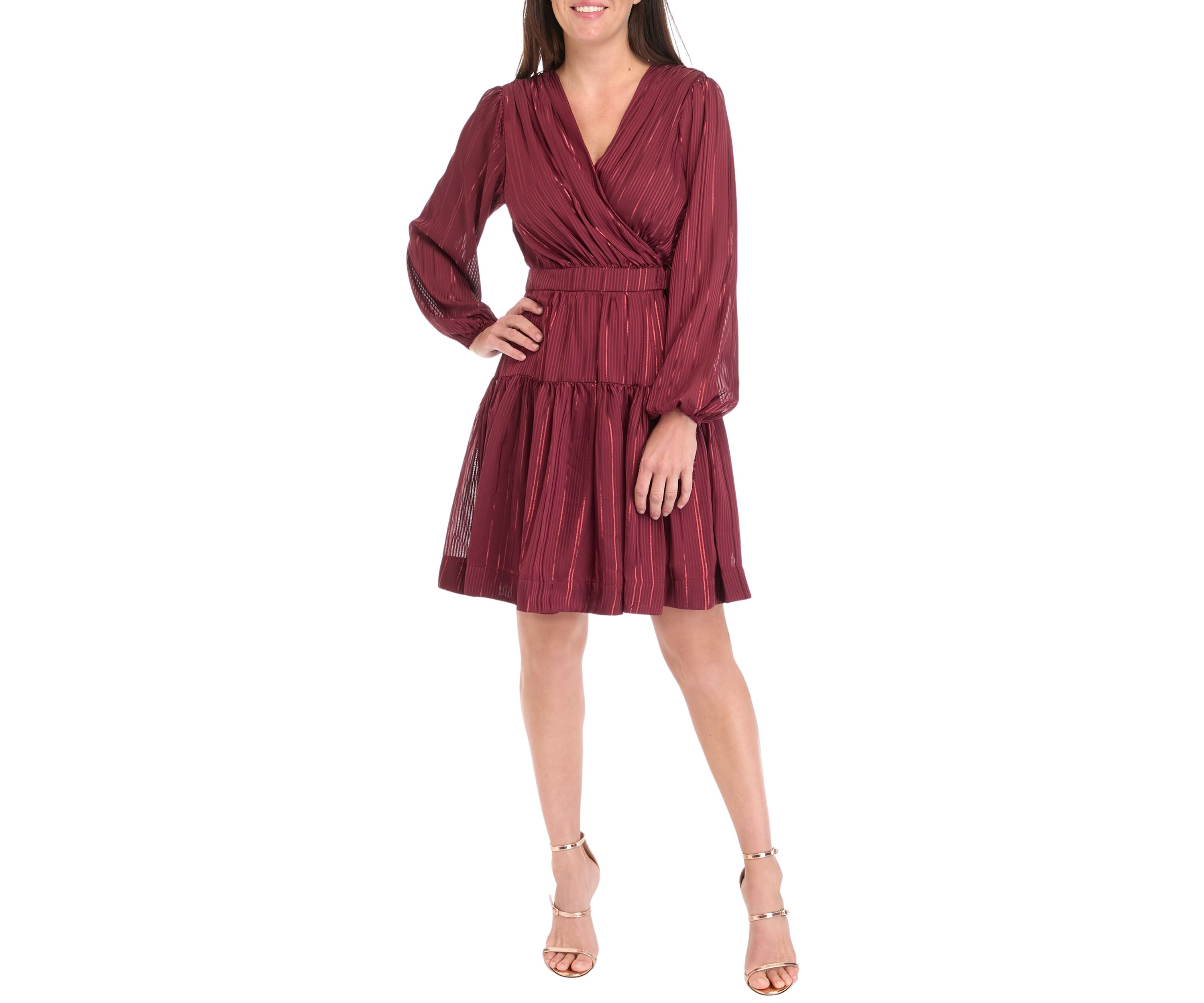 Womens Belted Tiered Wrap Dress
