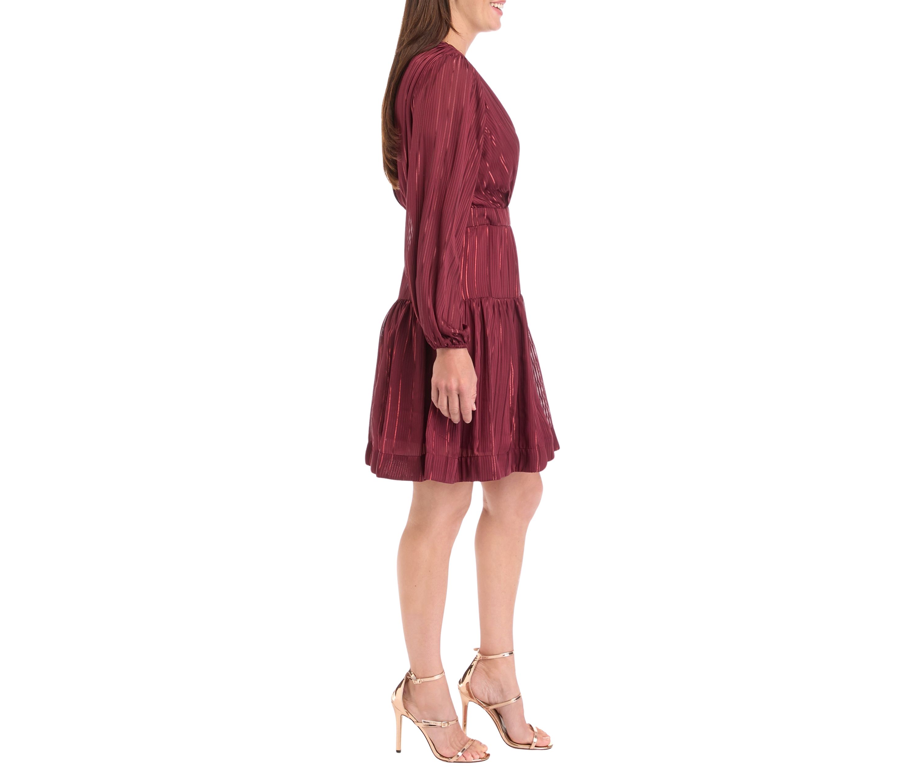 Womens Belted Tiered Wrap Dress