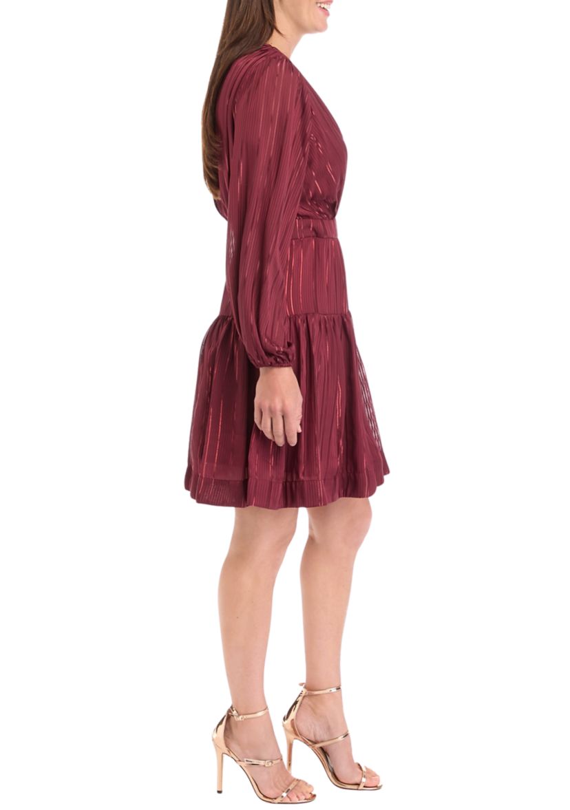 Womens Belted Tiered Wrap Dress