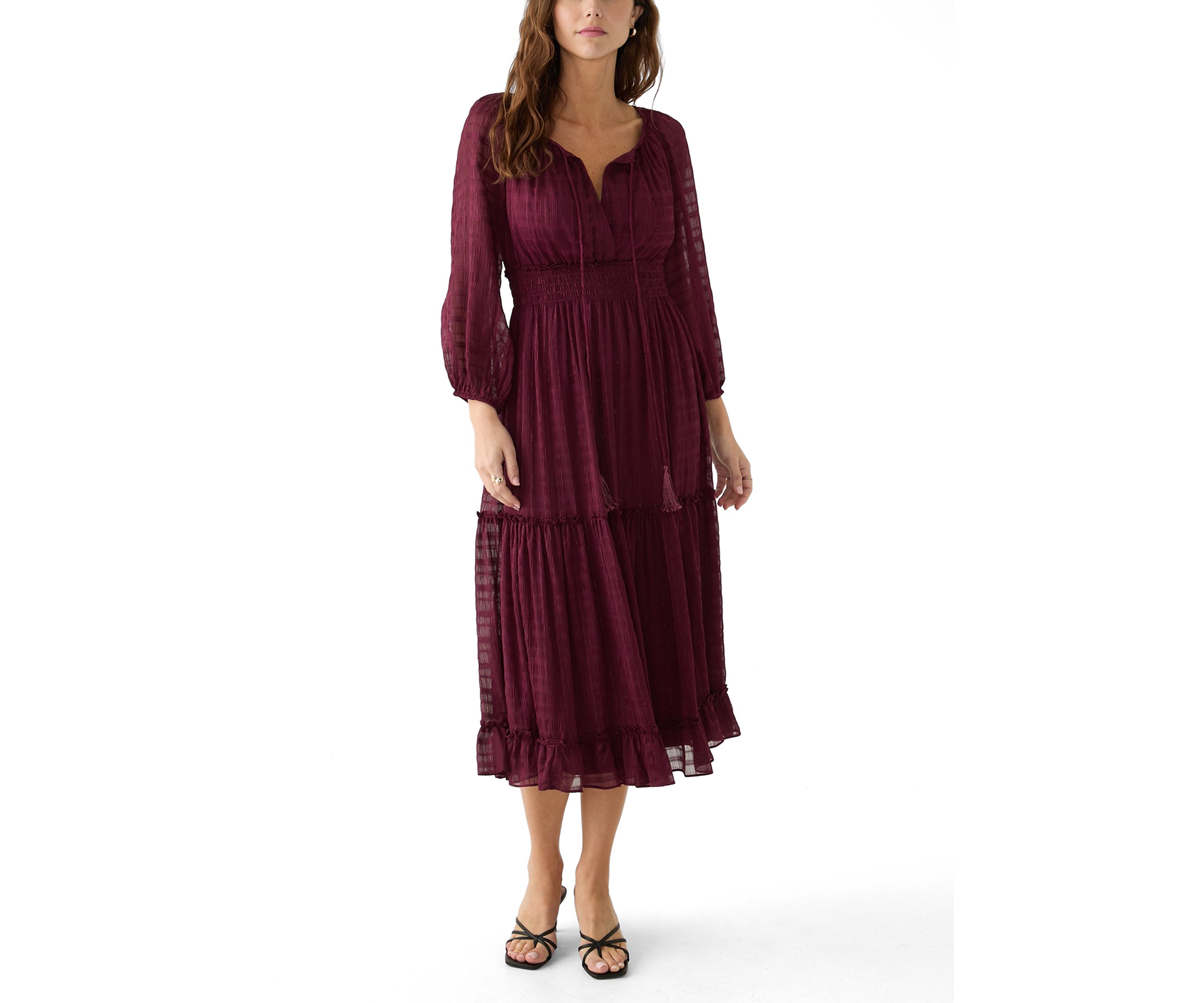 Womens Peasant Top Smocked Waist Dress