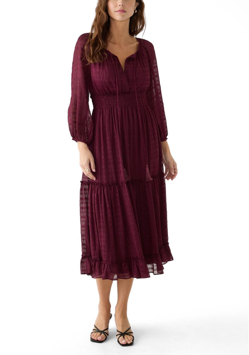Womens Peasant Top Smocked Waist Dress
