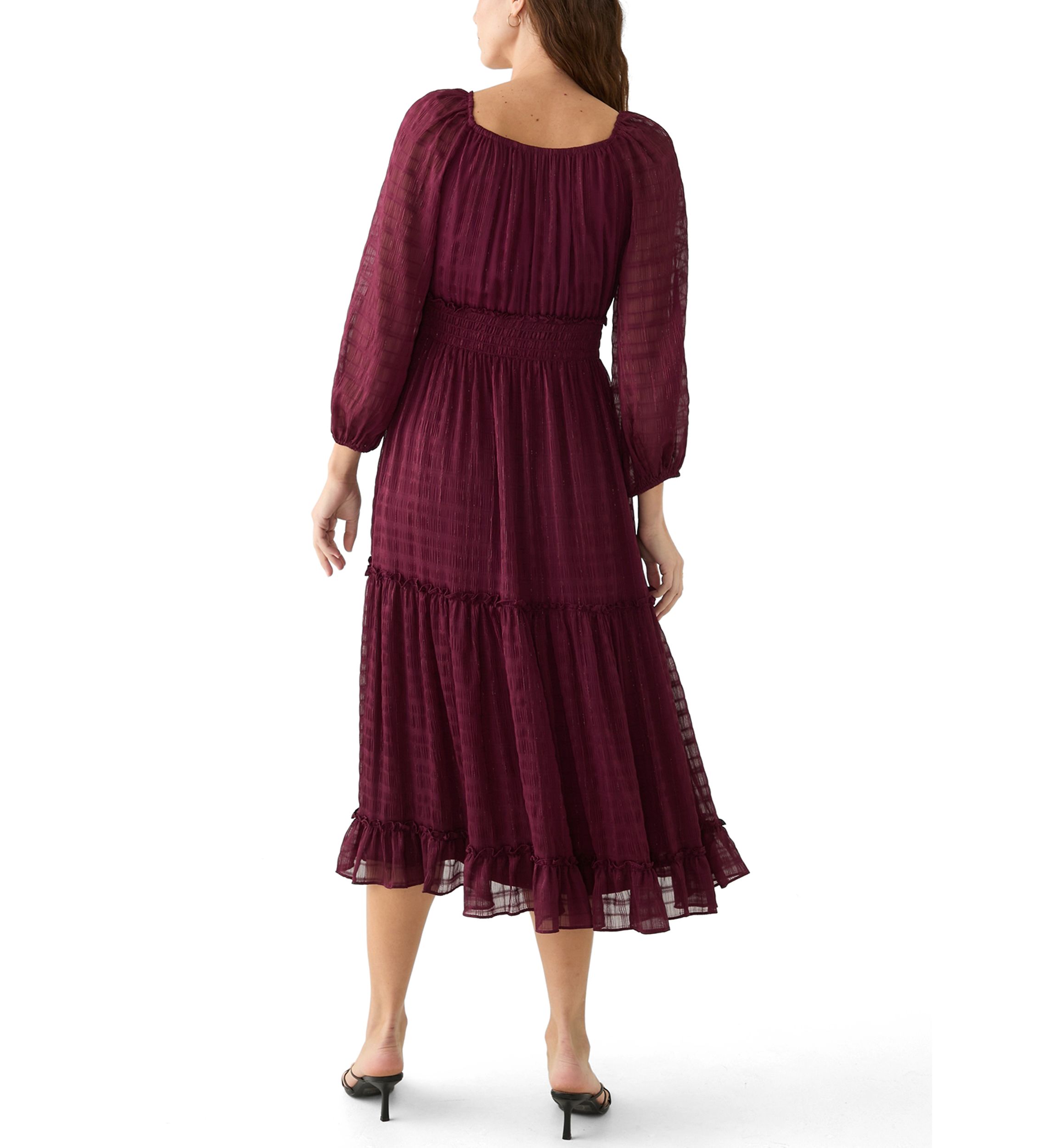 Womens Peasant Top Smocked Waist Dress