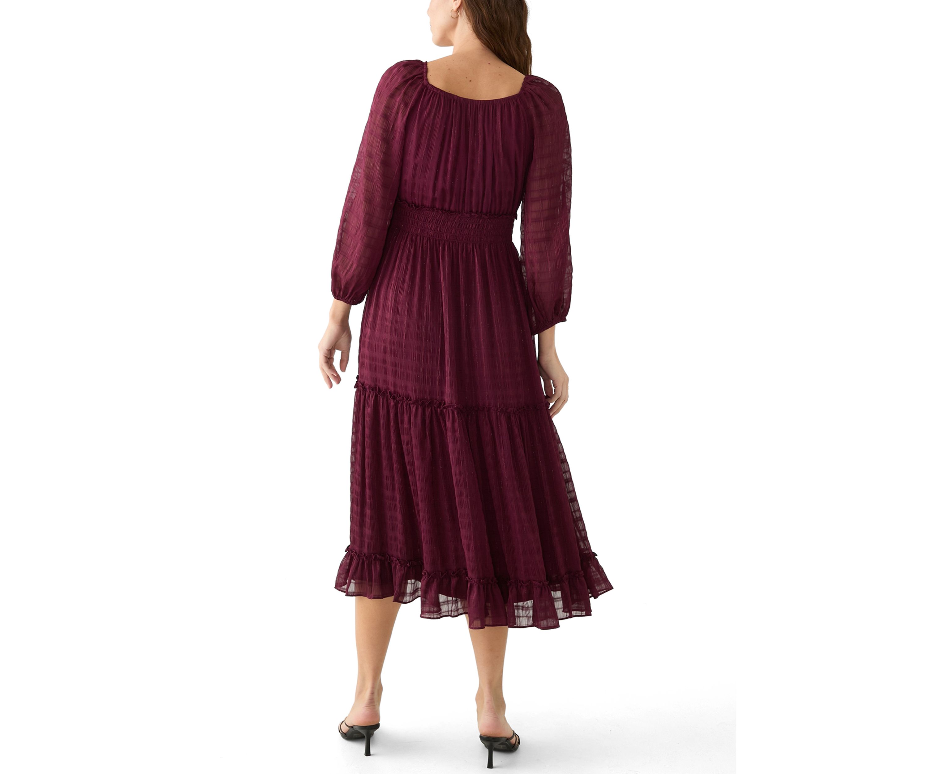 Womens Peasant Top Smocked Waist Dress