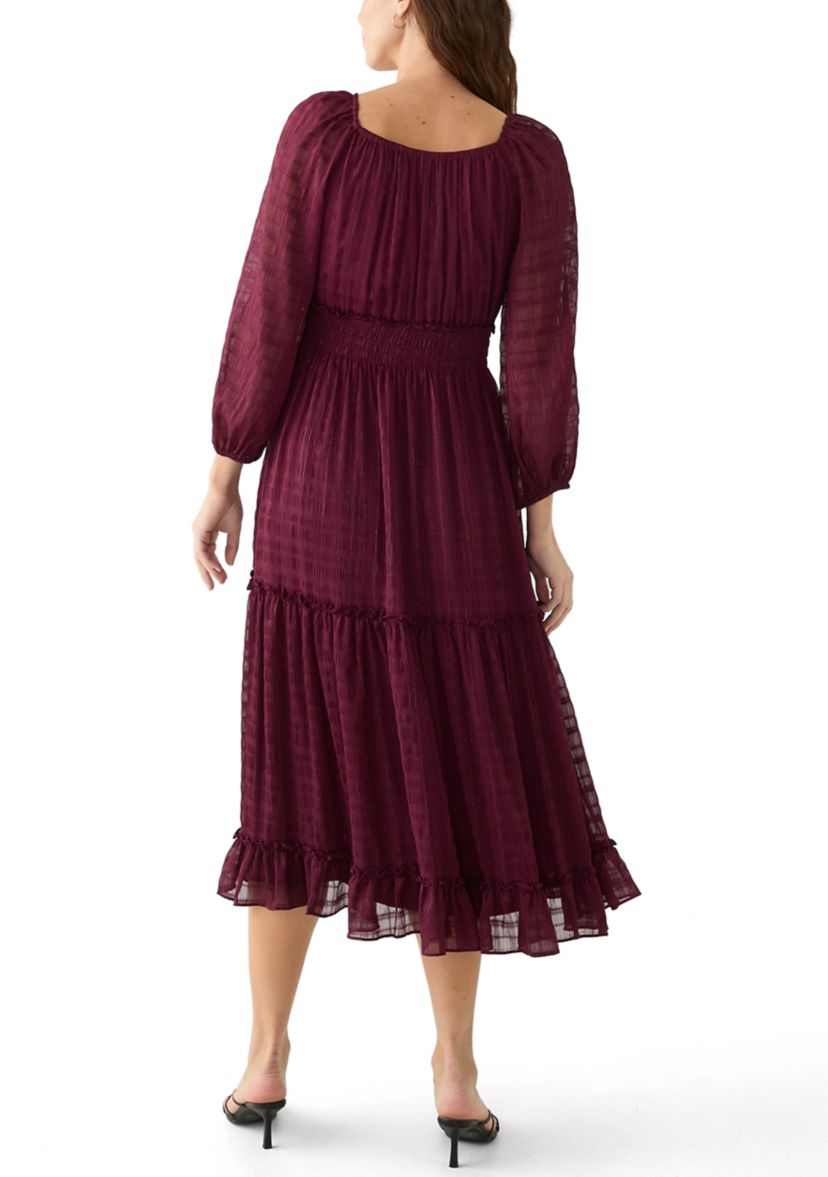 Womens Peasant Top Smocked Waist Dress