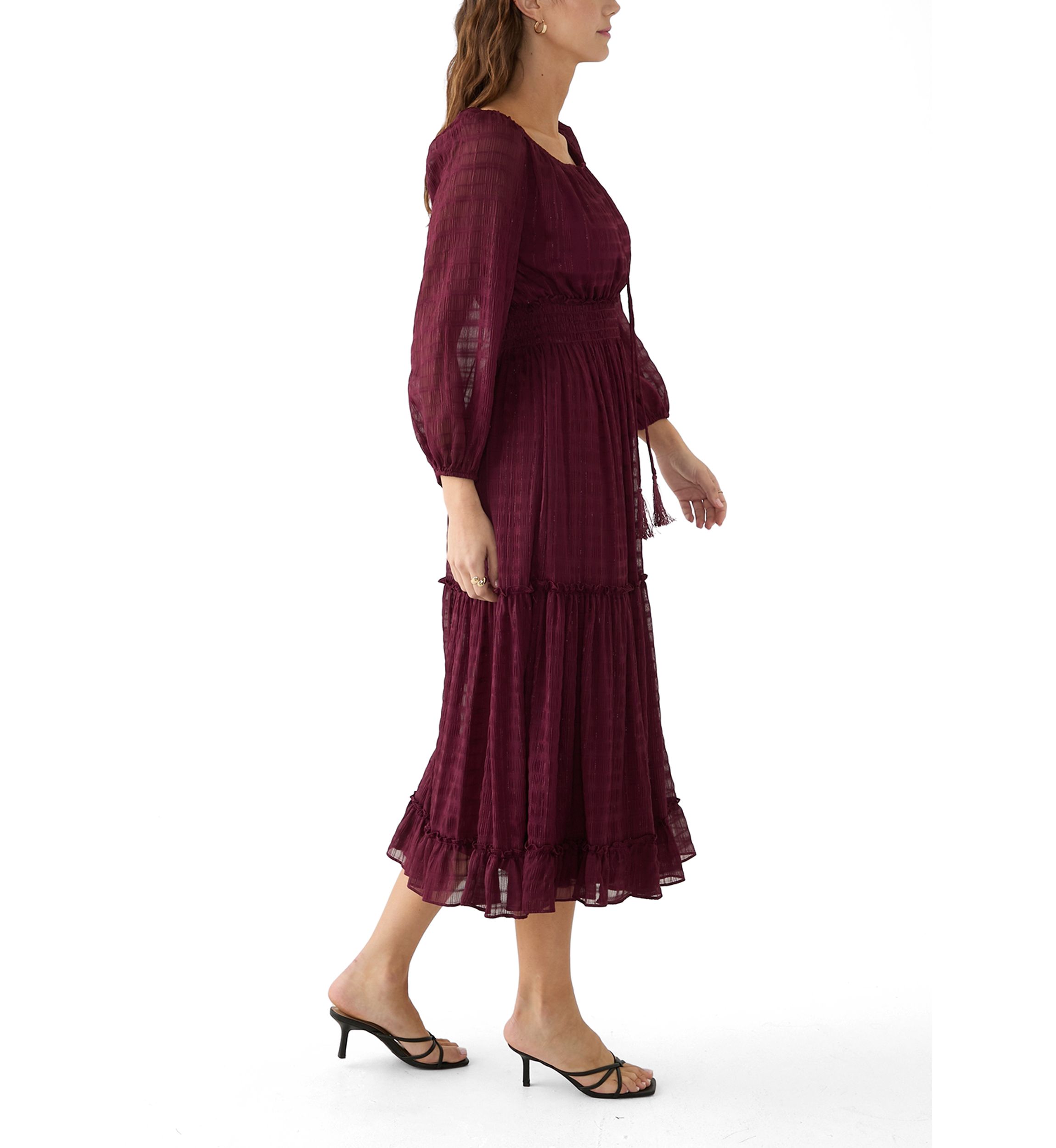 Womens Peasant Top Smocked Waist Dress