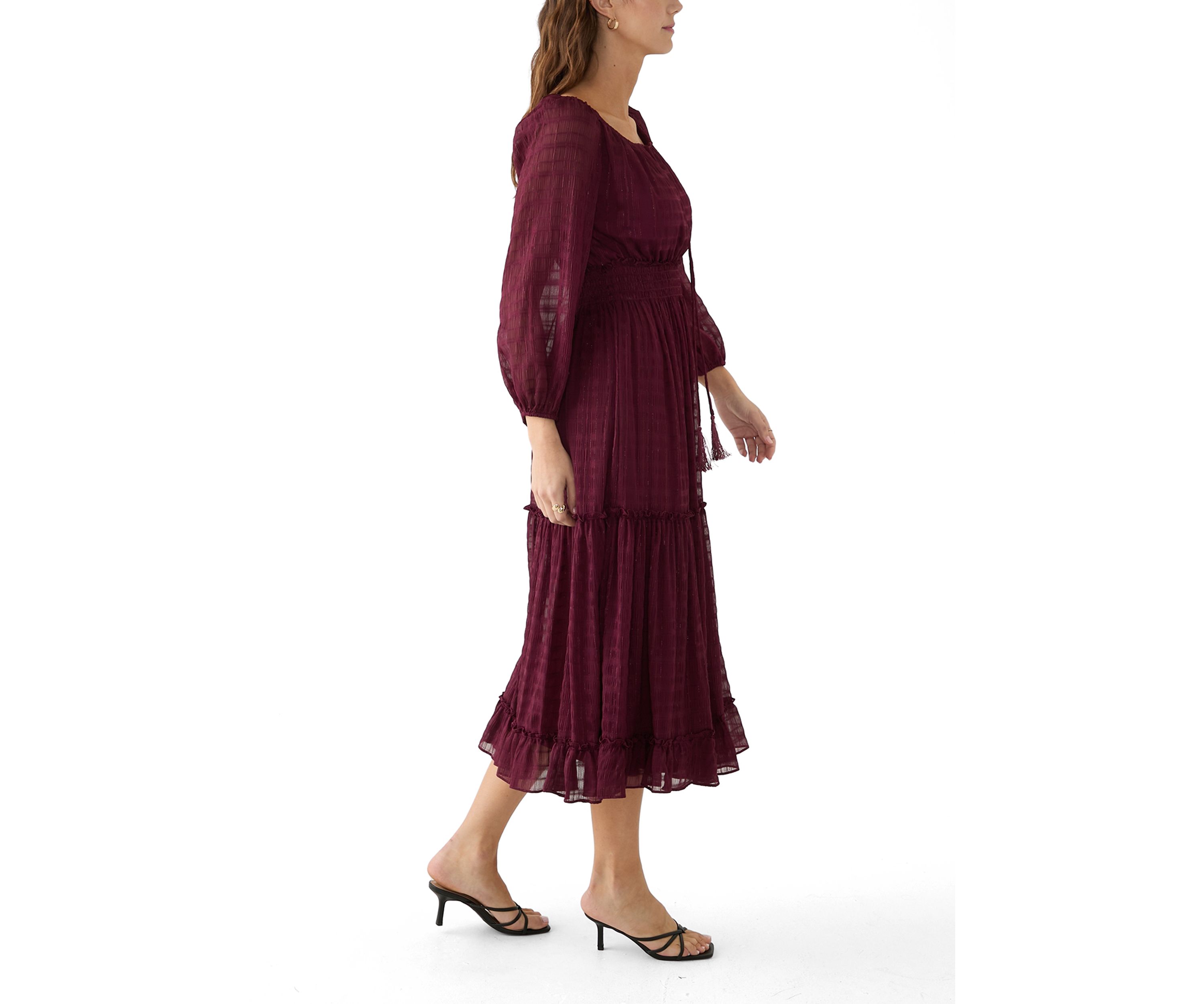 Womens Peasant Top Smocked Waist Dress
