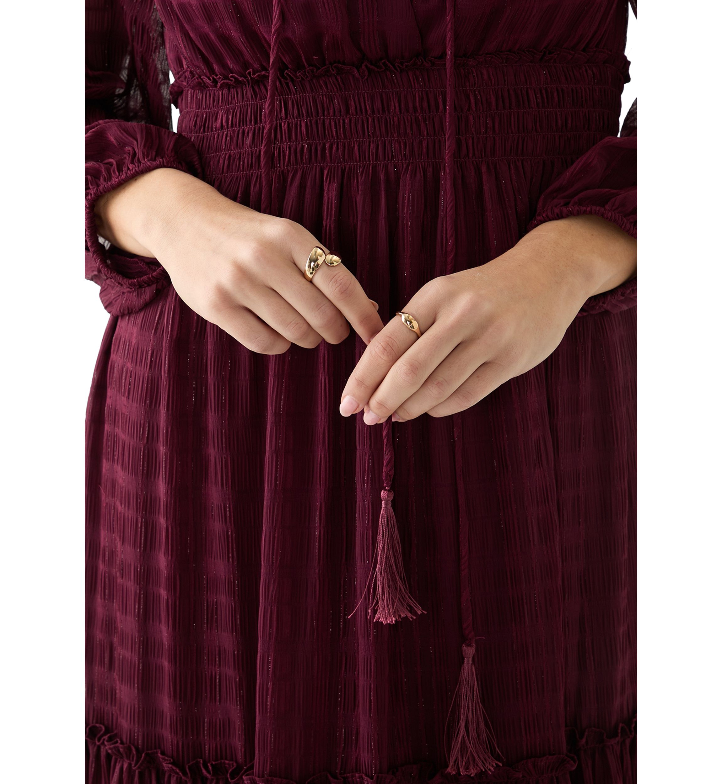 Womens Peasant Top Smocked Waist Dress