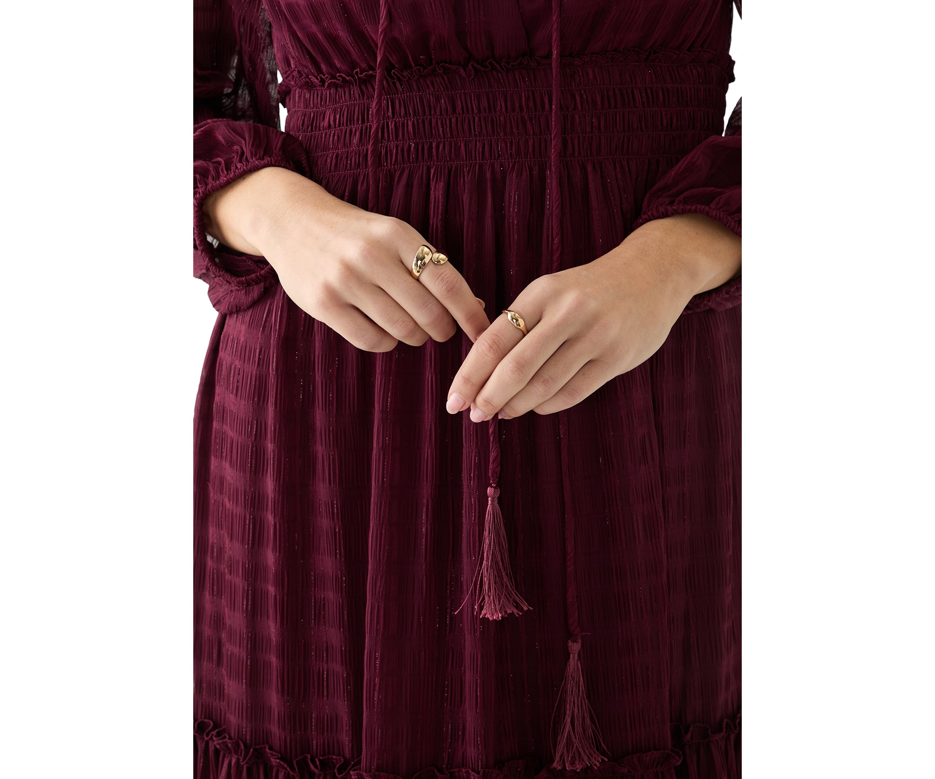 Womens Peasant Top Smocked Waist Dress