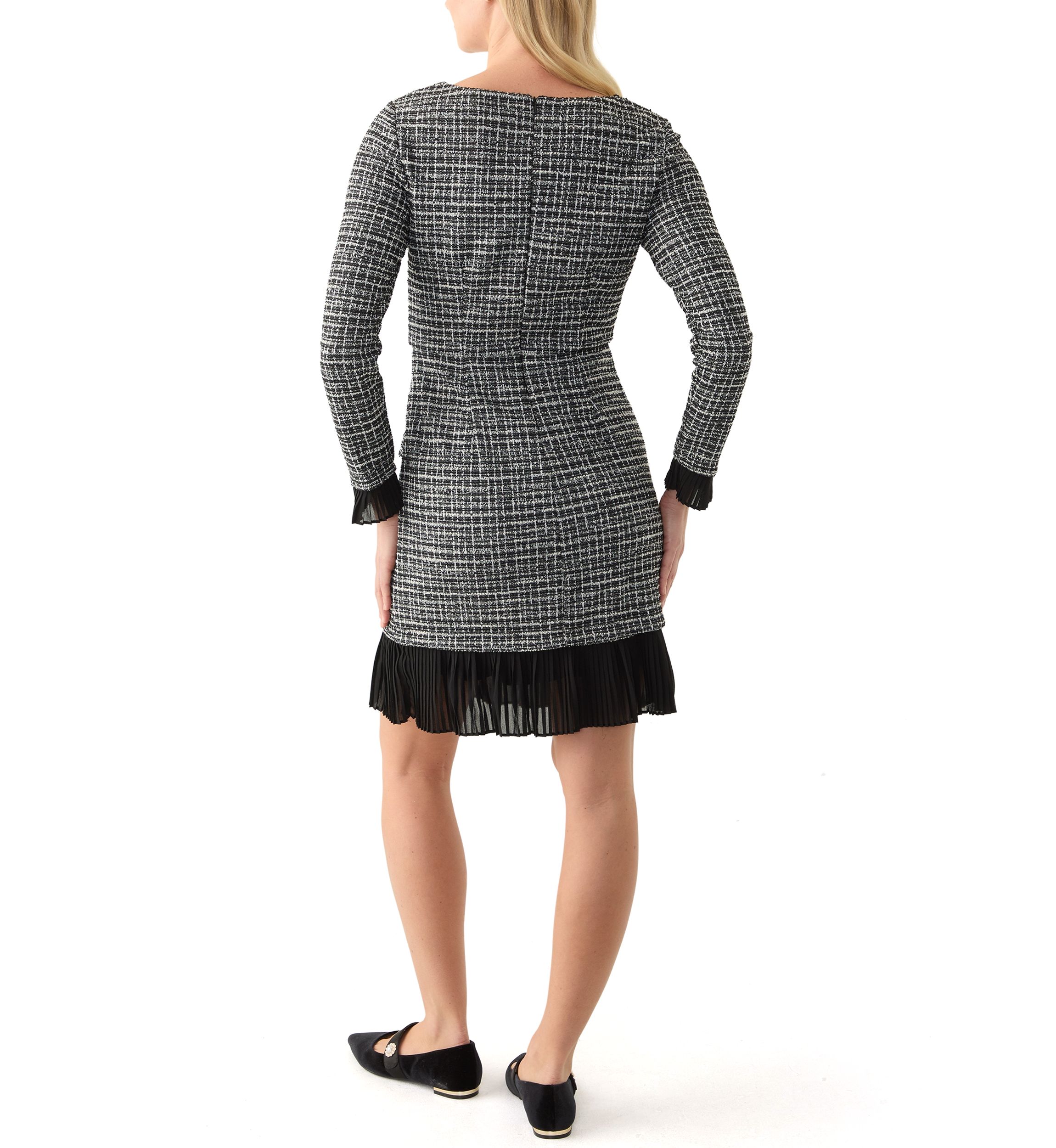 Womens Long Sleeve Square Neck Printed Sheath Dress