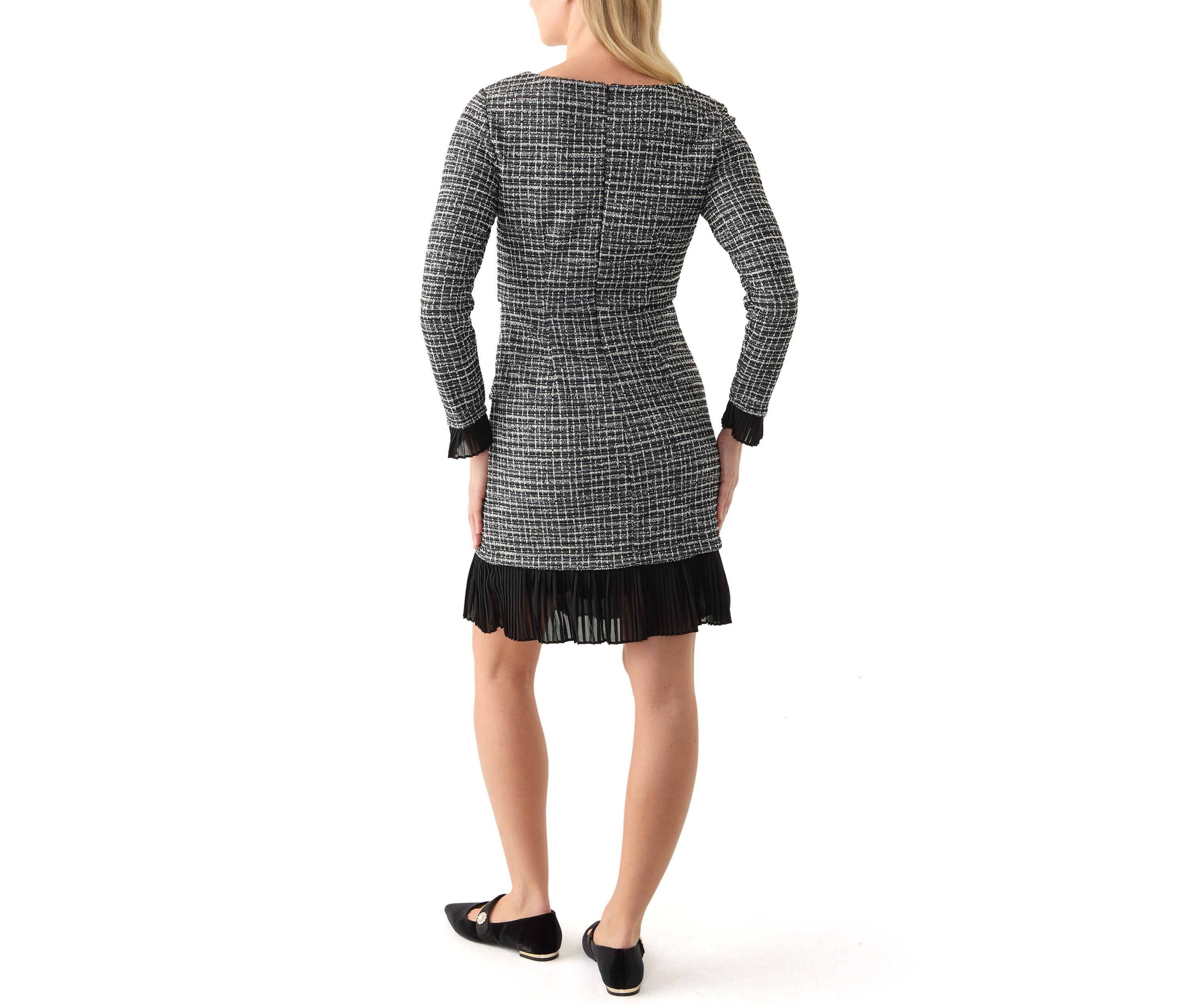 Womens Long Sleeve Square Neck Printed Sheath Dress