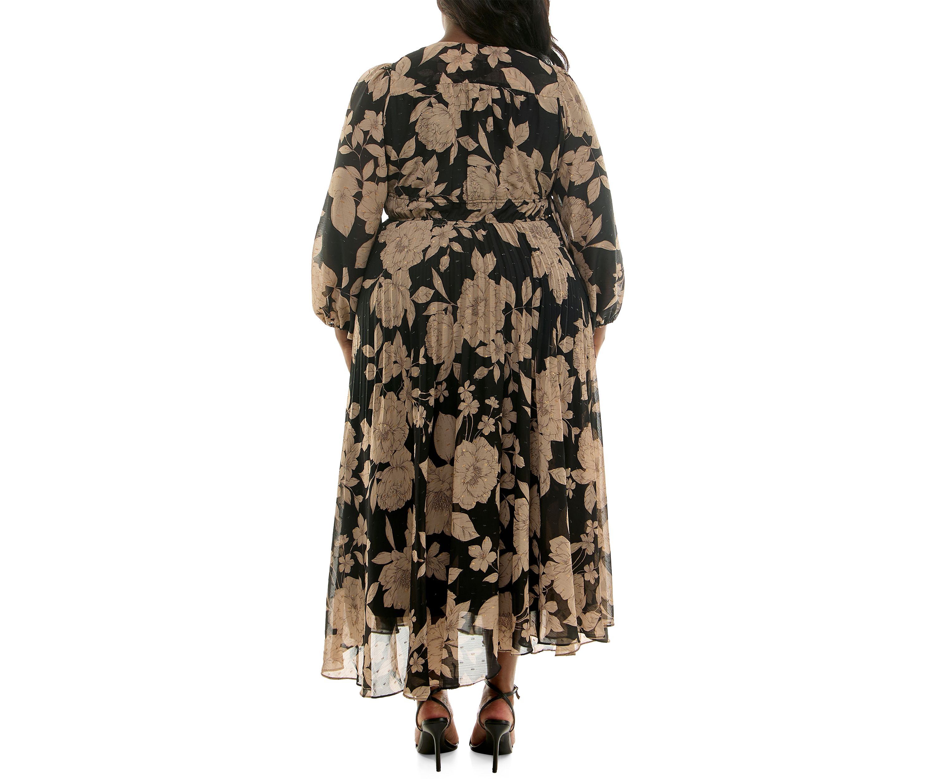 Plus Size Floral V-Neck A-Line Dress
