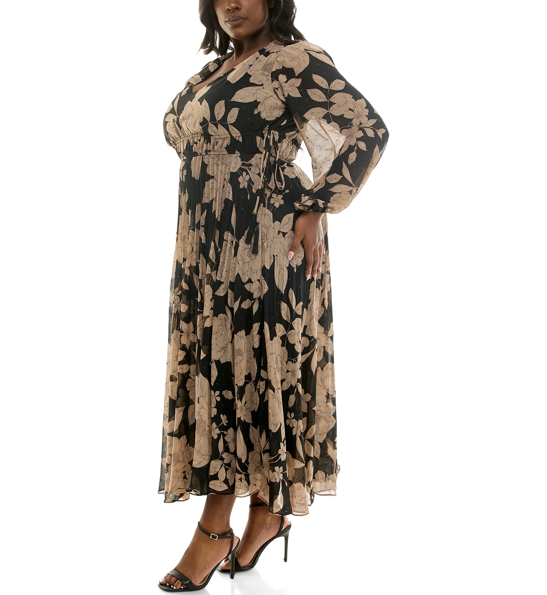 Plus Size Floral V-Neck A-Line Dress