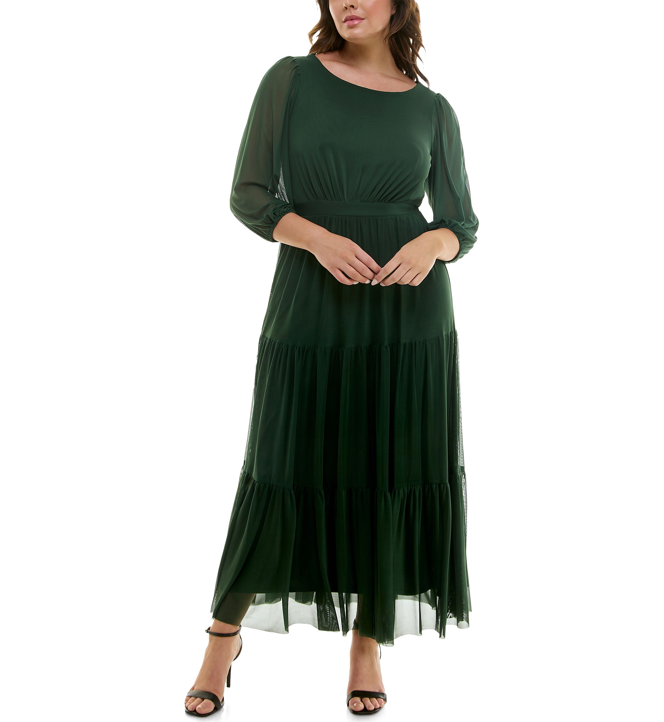 Plus Size Long Sleeve Tiered Dress