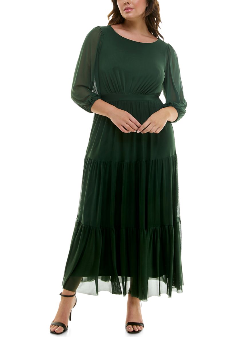 Plus Size Long Sleeve Tiered Dress