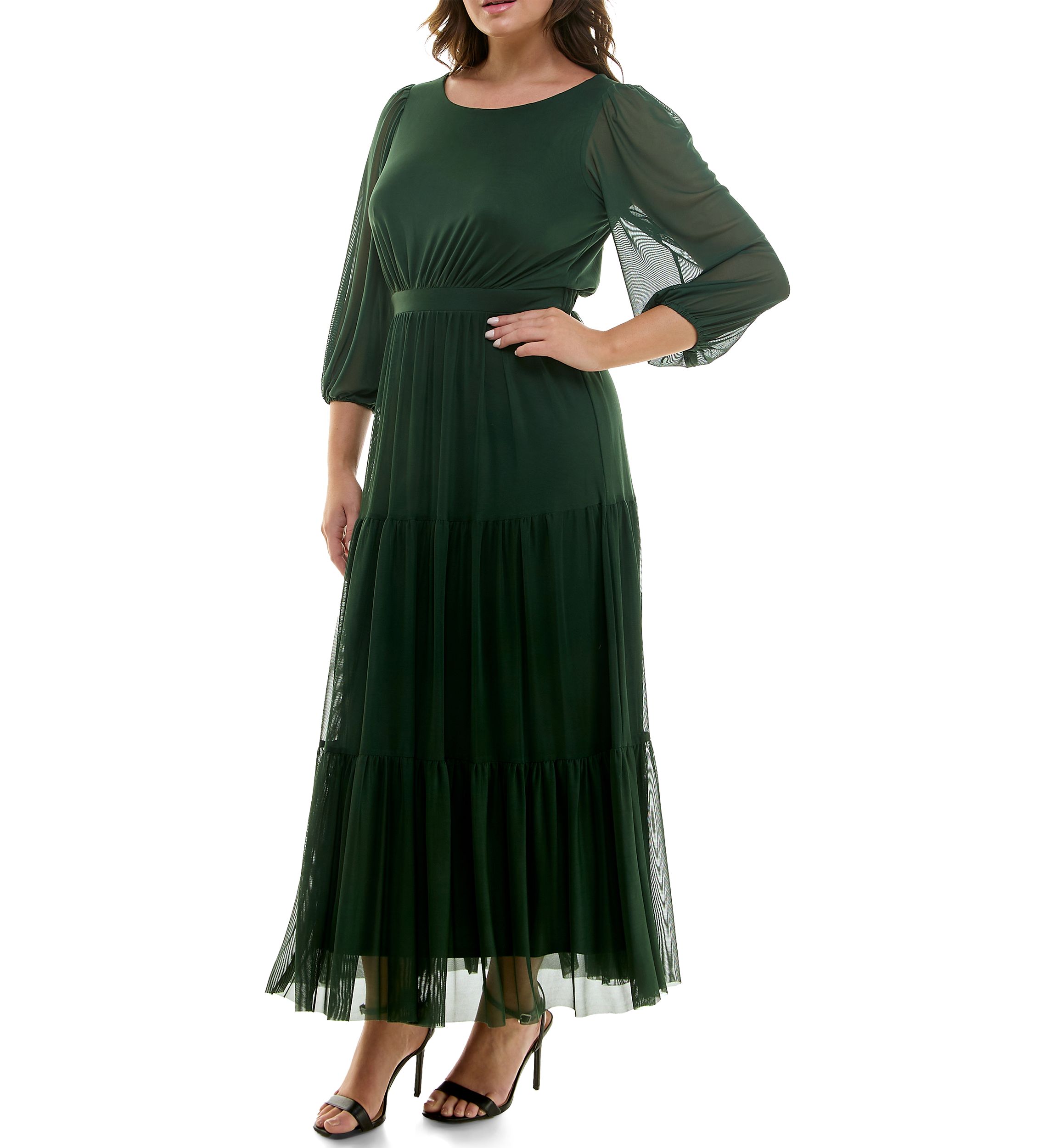 Plus Size Long Sleeve Tiered Dress