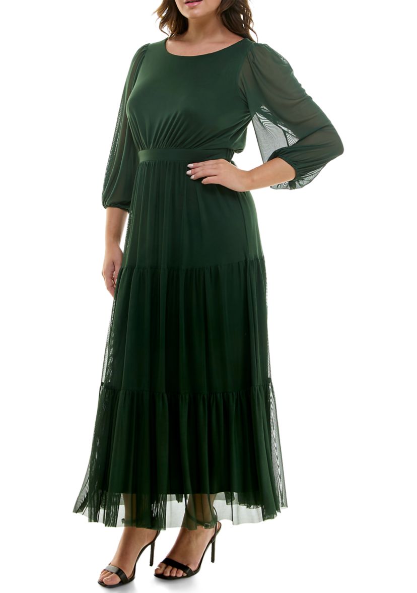 Plus Size Long Sleeve Tiered Dress