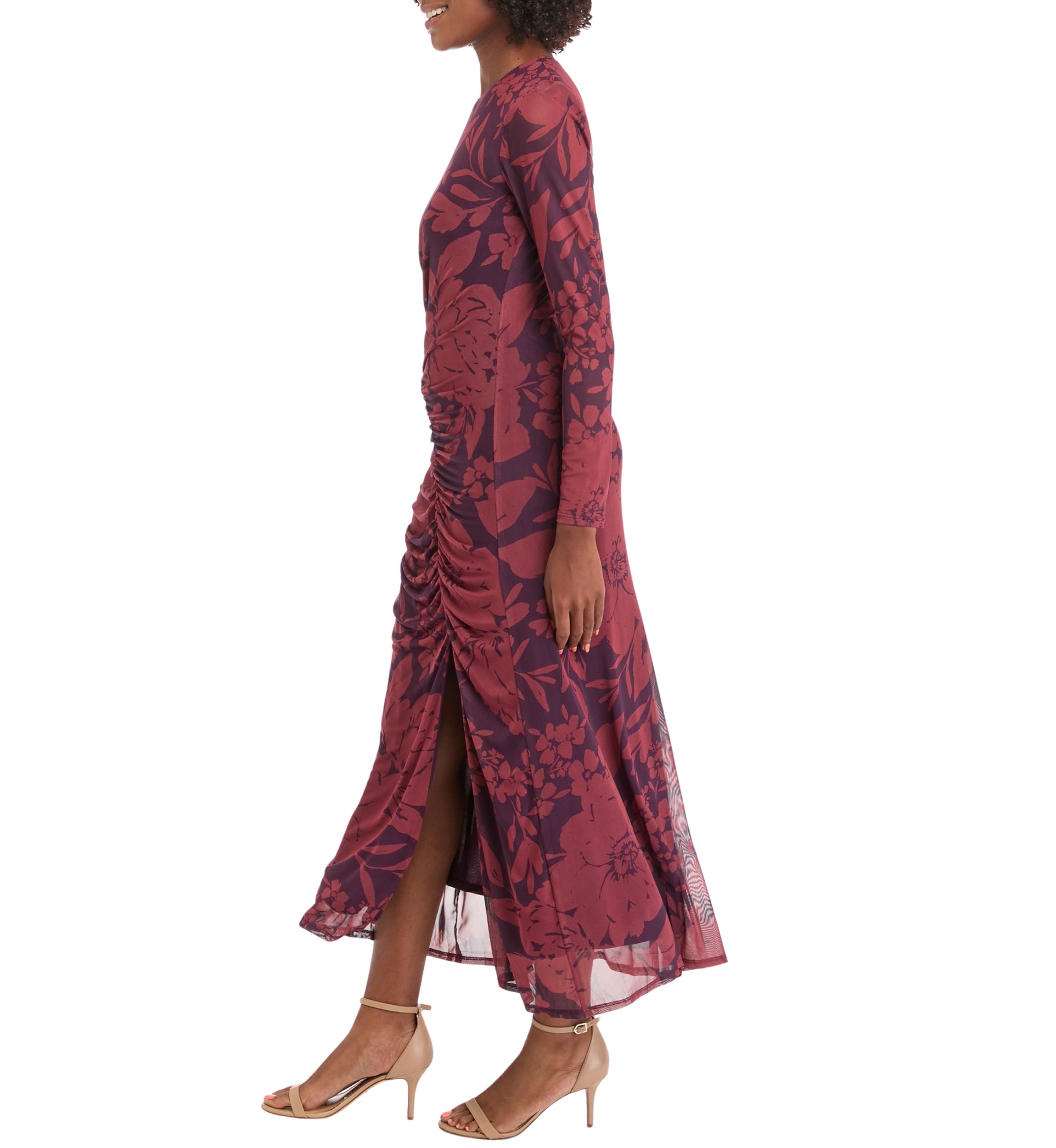 Womens High Neck Asymmetrical Ruched Dress