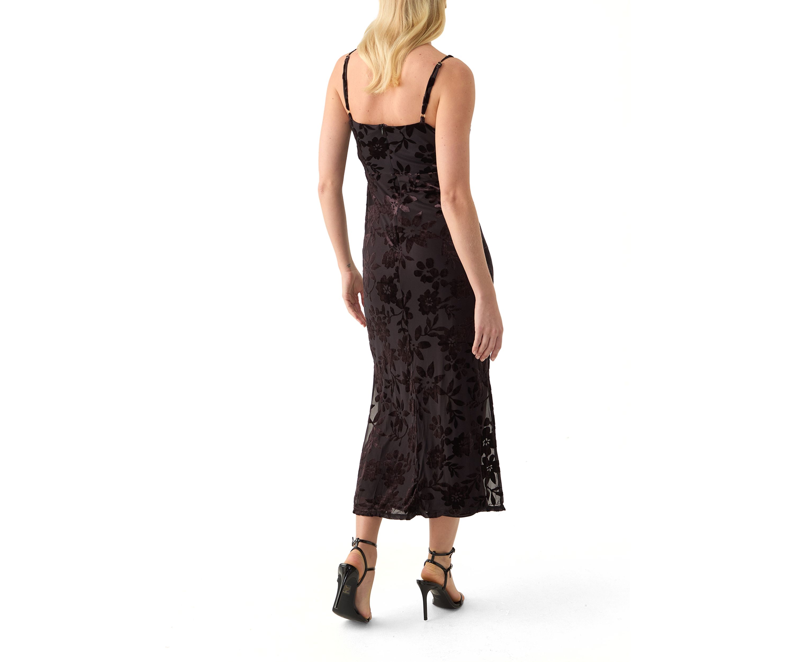 Womens Sleeveless Square Neck Floral Print Midi Sheath Dress