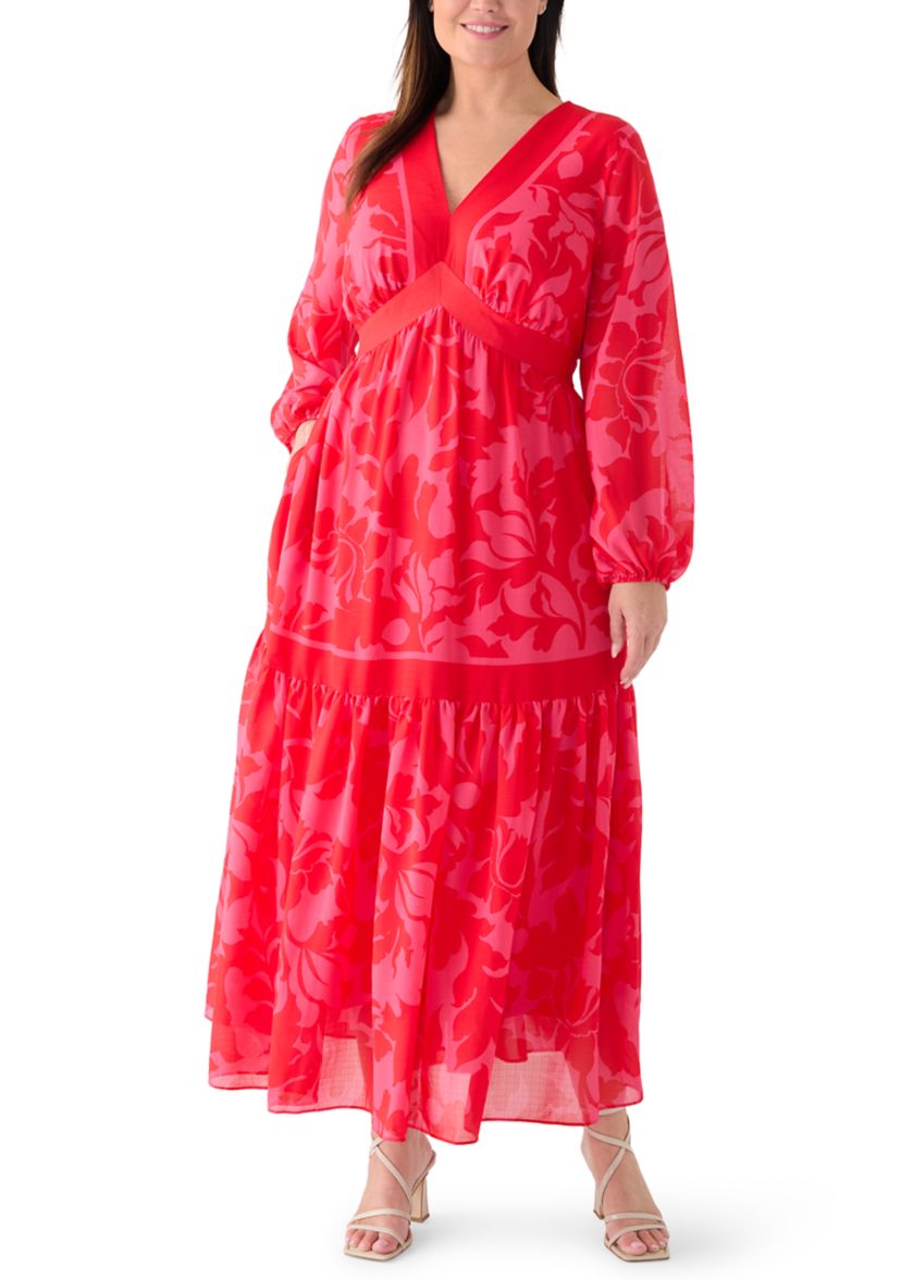 v neck a line dress plus size Poly USA W1128 Plus Size Long Sequin V-Neck Dress main image 0