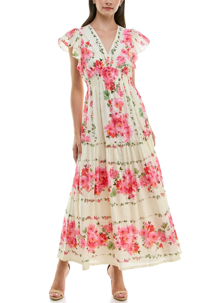 Taylor Women's Cap Sleeve V-Neck Floral Fit and Flare Dress | Belk