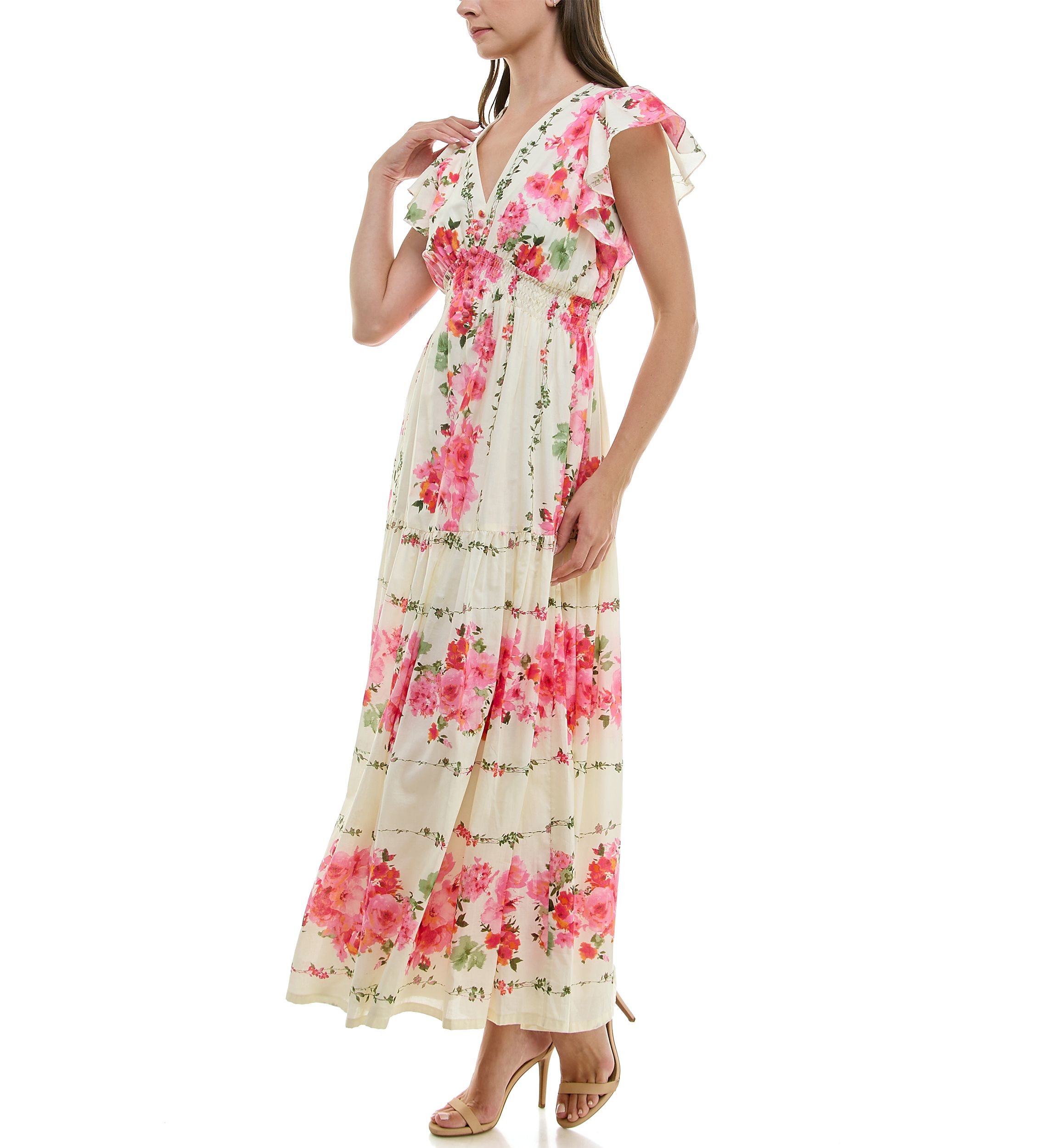 Taylor Women's Cap Sleeve V-Neck Floral Fit and Flare Dress | Belk