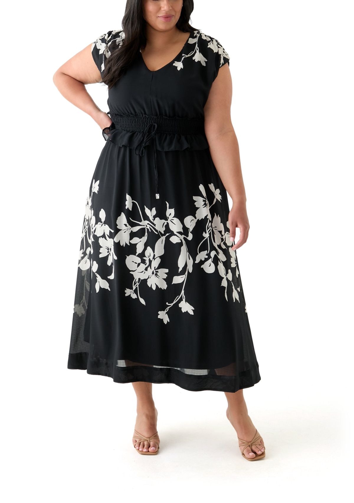 Plus Size Dolman Sleeve Fit and Flare Dress