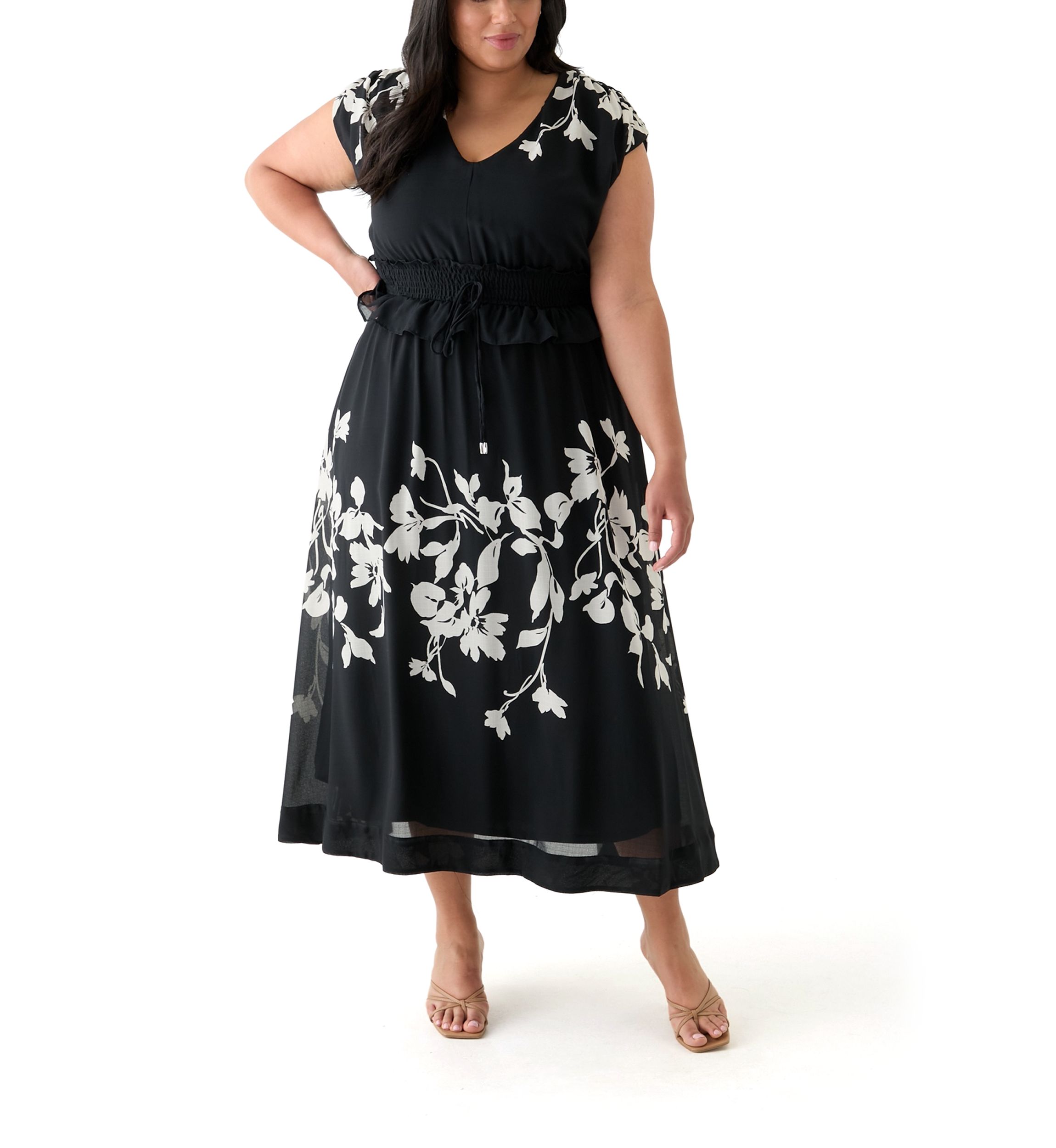 Plus Size Dolman Sleeve Fit and Flare Dress