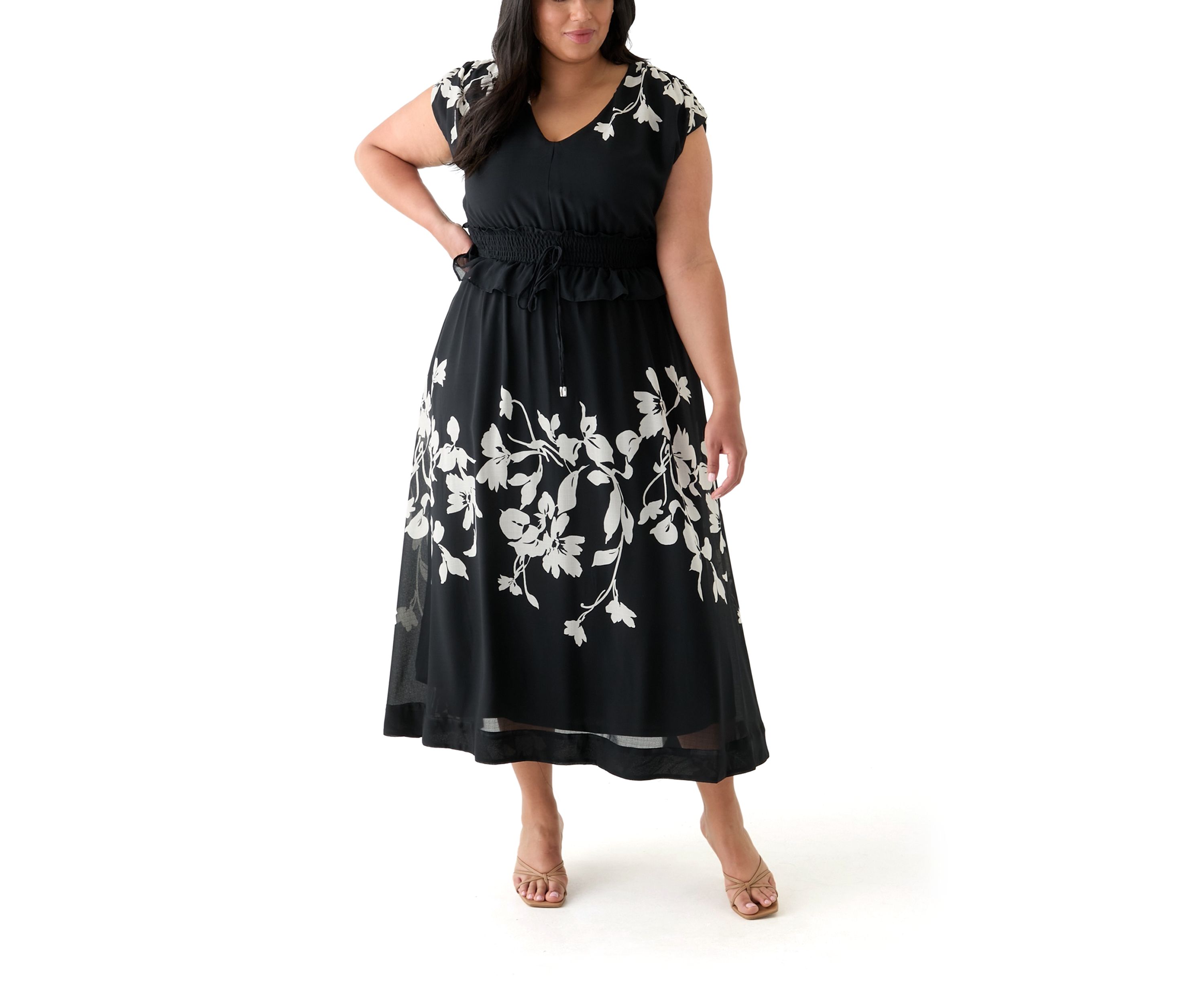 Plus Size Dolman Sleeve Fit and Flare Dress