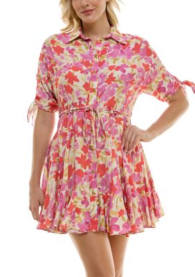 Taylor Women's Elbow Sleeve Floral Fit and Flare Dress, Red, 16