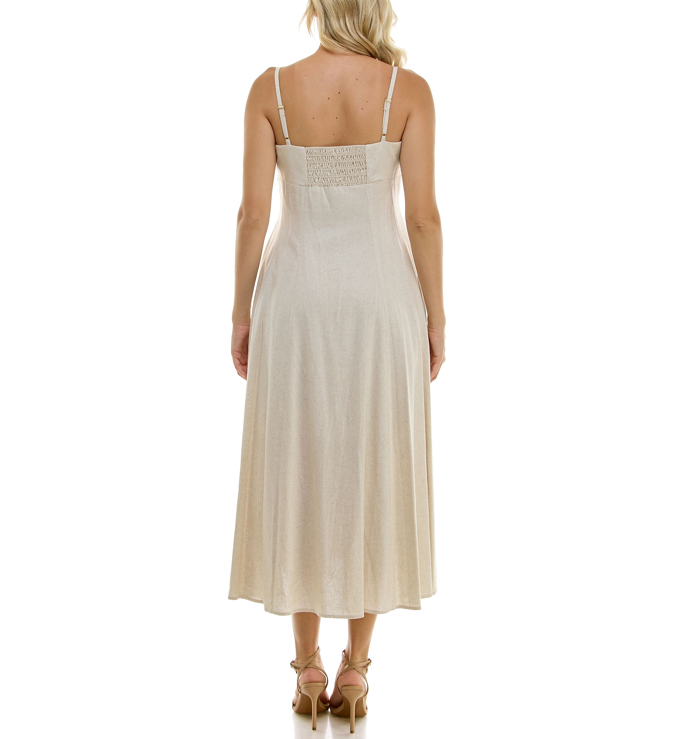 Womens Spaghetti Strap Button Front Dress