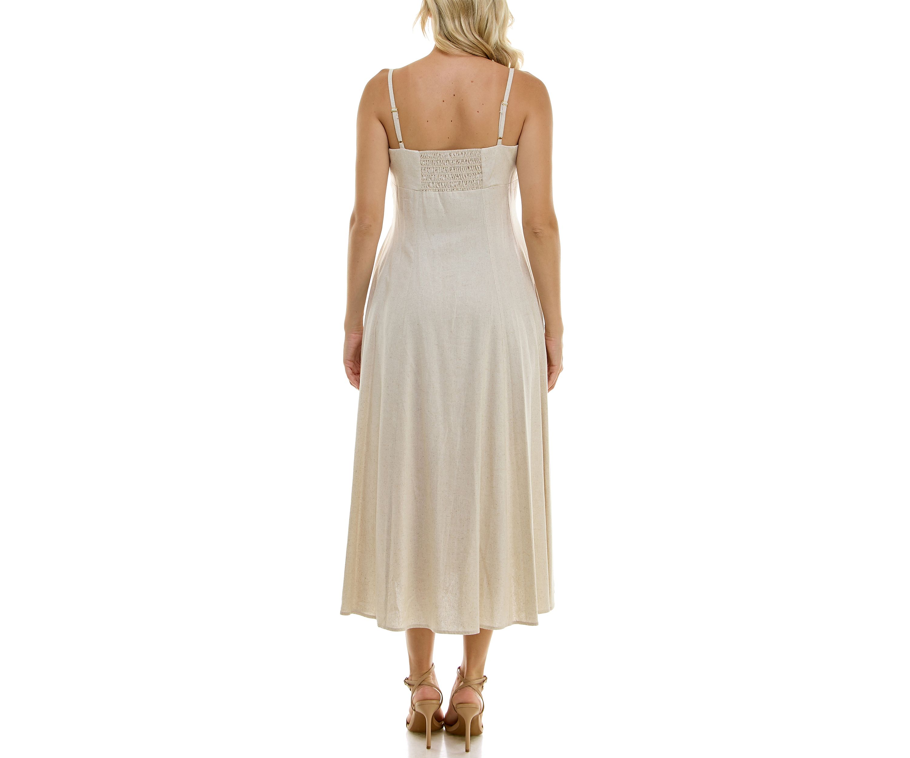 Womens Spaghetti Strap Button Front Dress