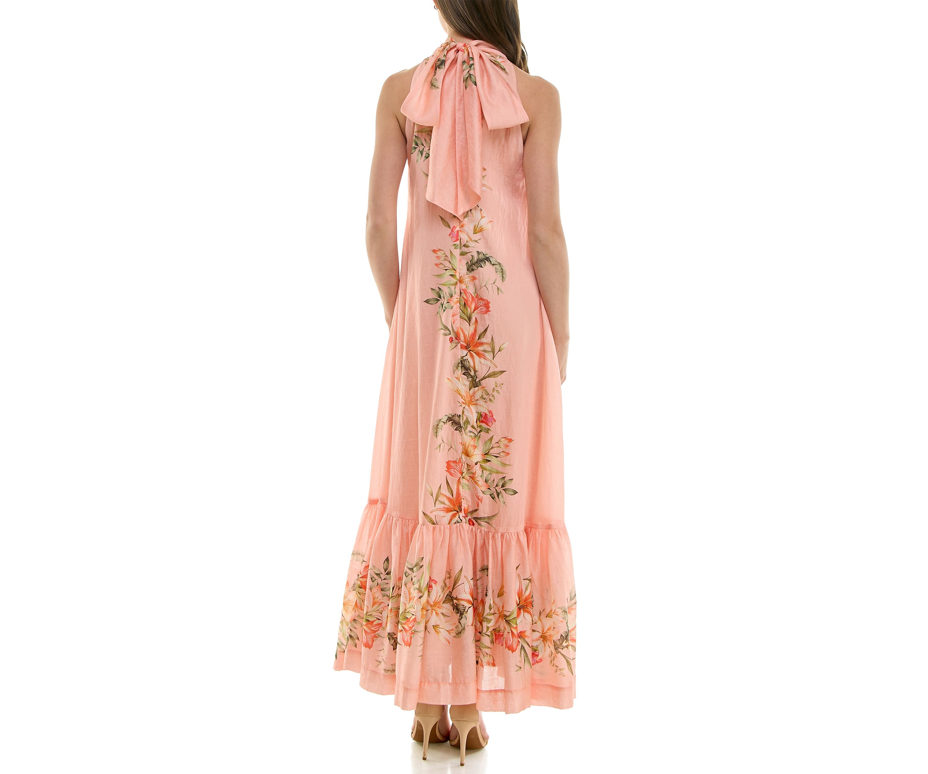 Womens Tie Neck Shift Dress