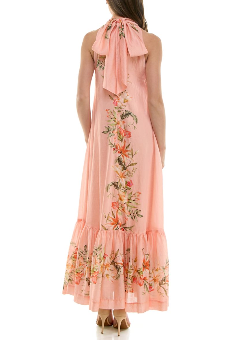 Womens Tie Neck Shift Dress