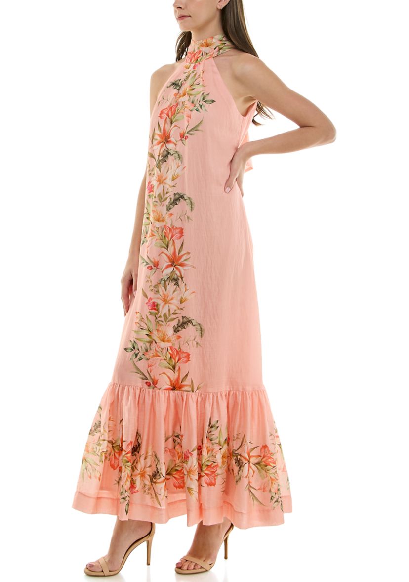 Womens Tie Neck Shift Dress