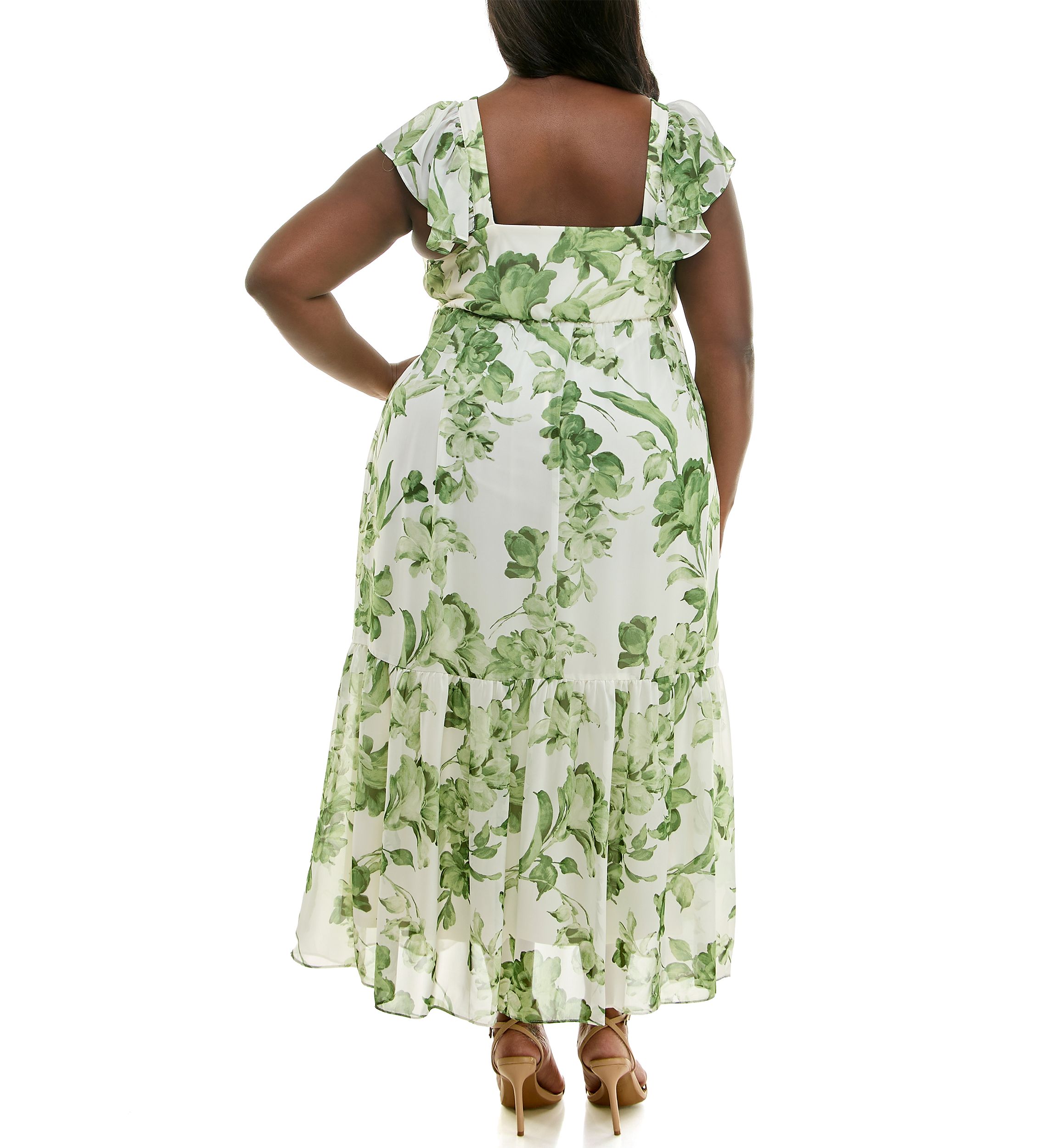 Plus Size Ruffle V-Neck Dress