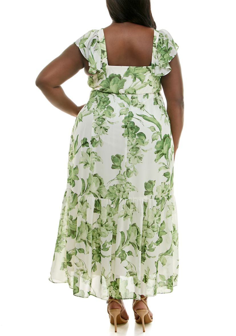 Plus Size Ruffle V-Neck Dress