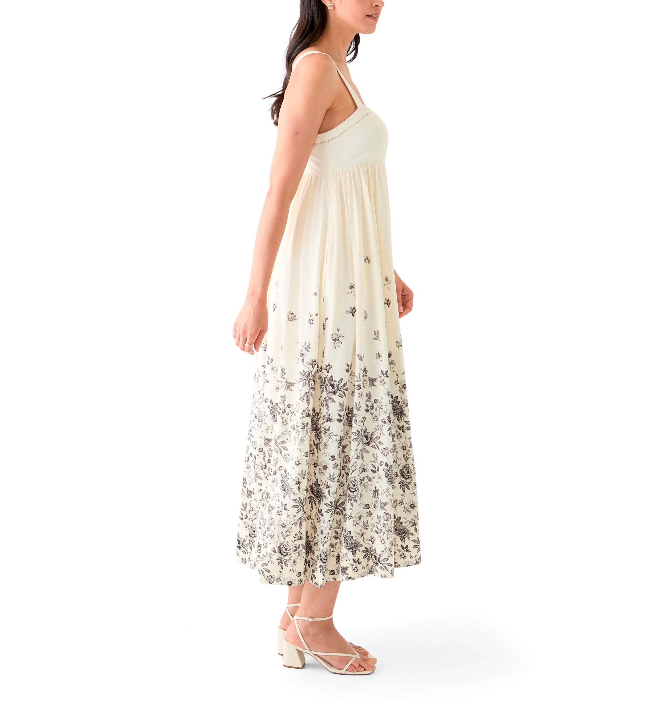 Womens Linen Empire Waist Dress