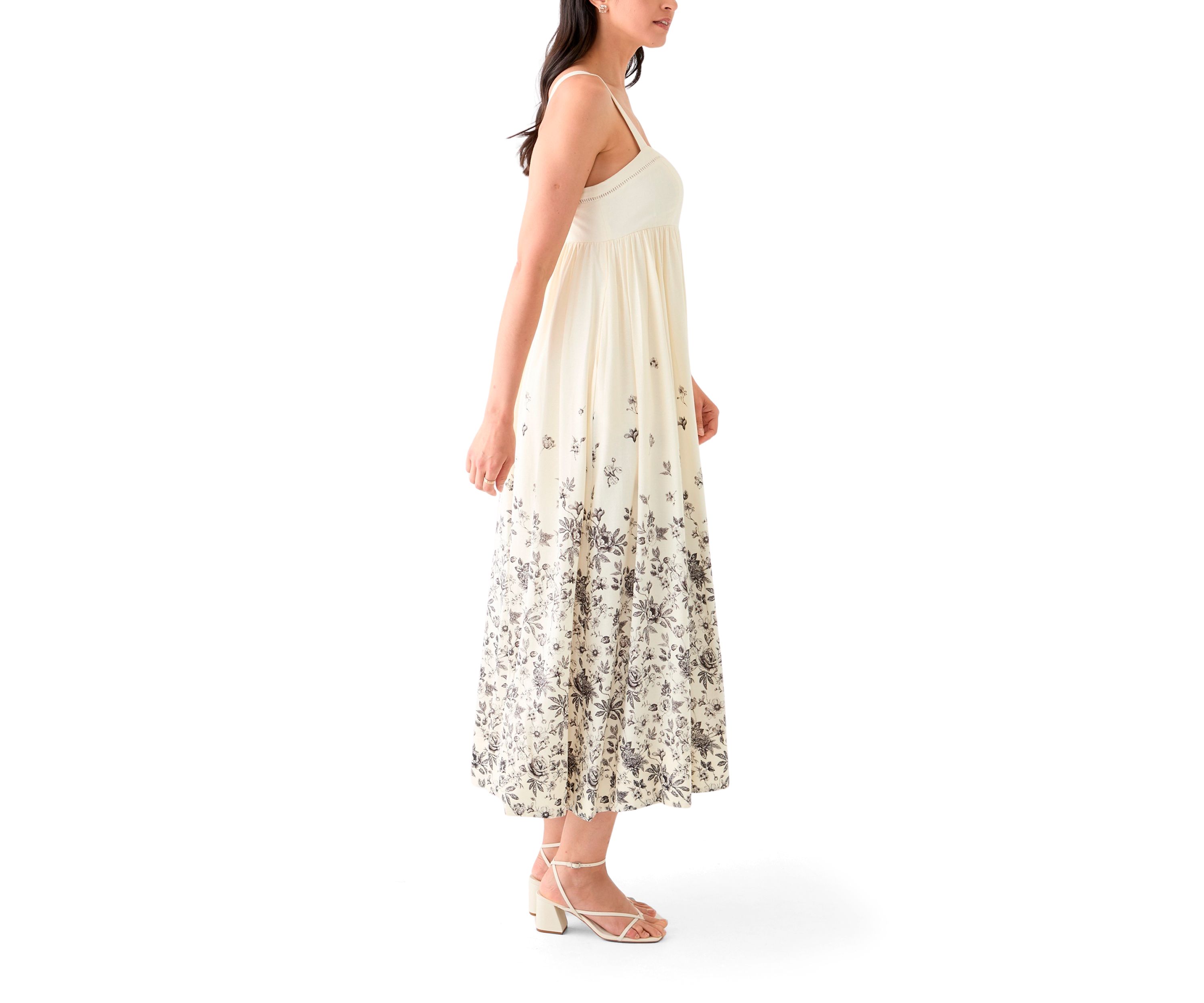 Womens Linen Empire Waist Dress
