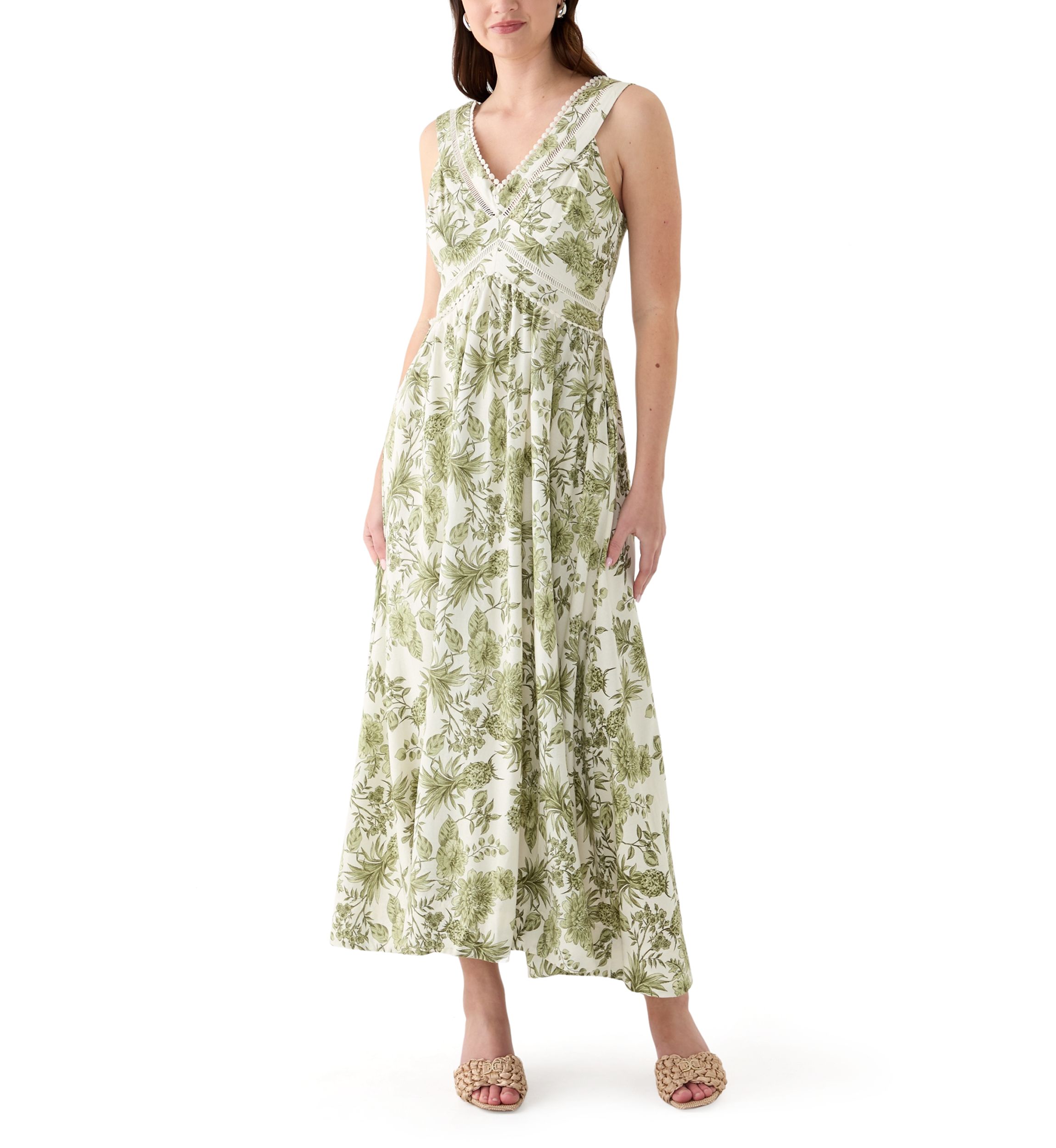 Womens V Neck Empire Waist Dress