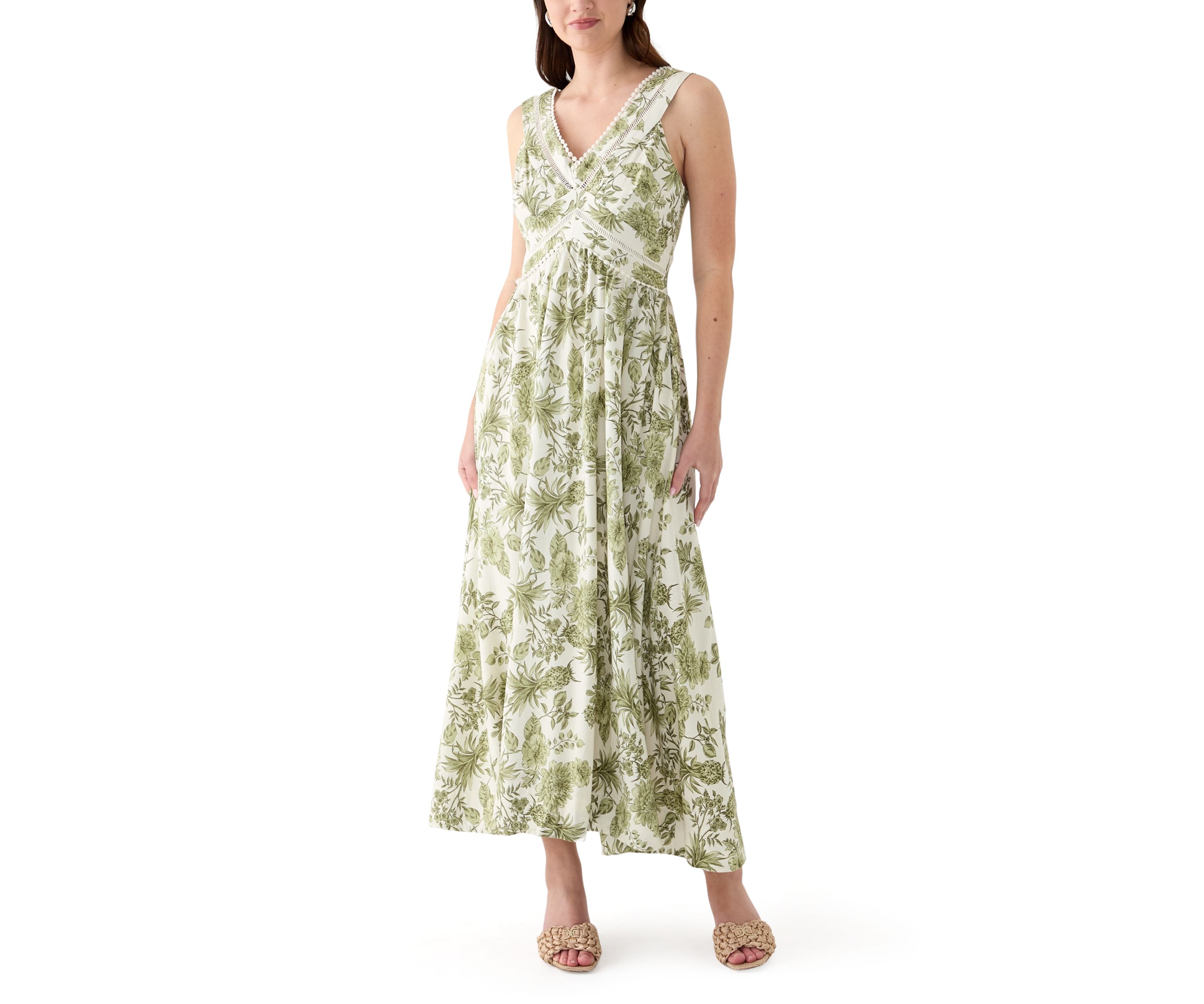 Womens V Neck Empire Waist Dress