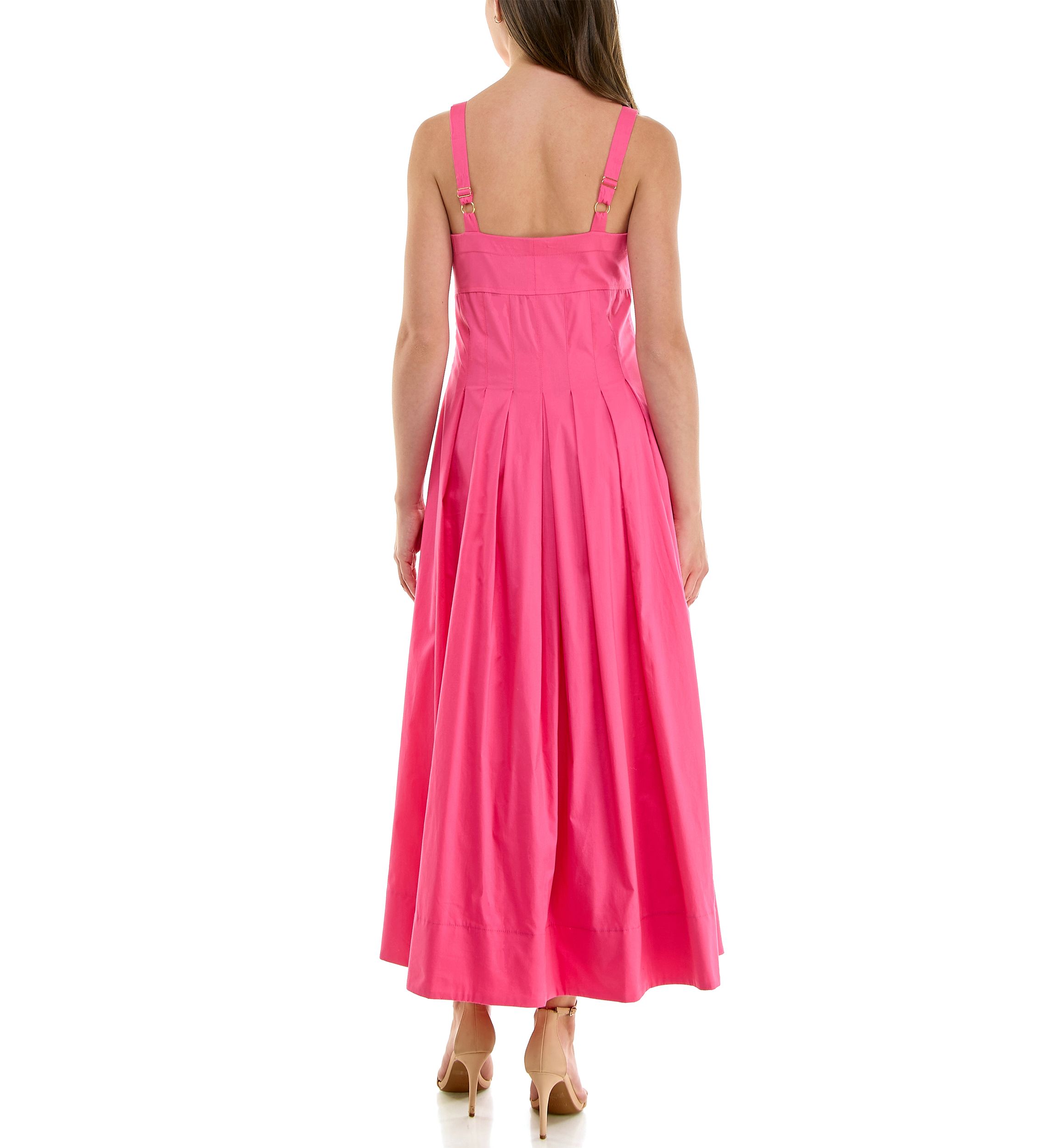 Womens Sleeveless Sweetheart Midi A-Line Dress