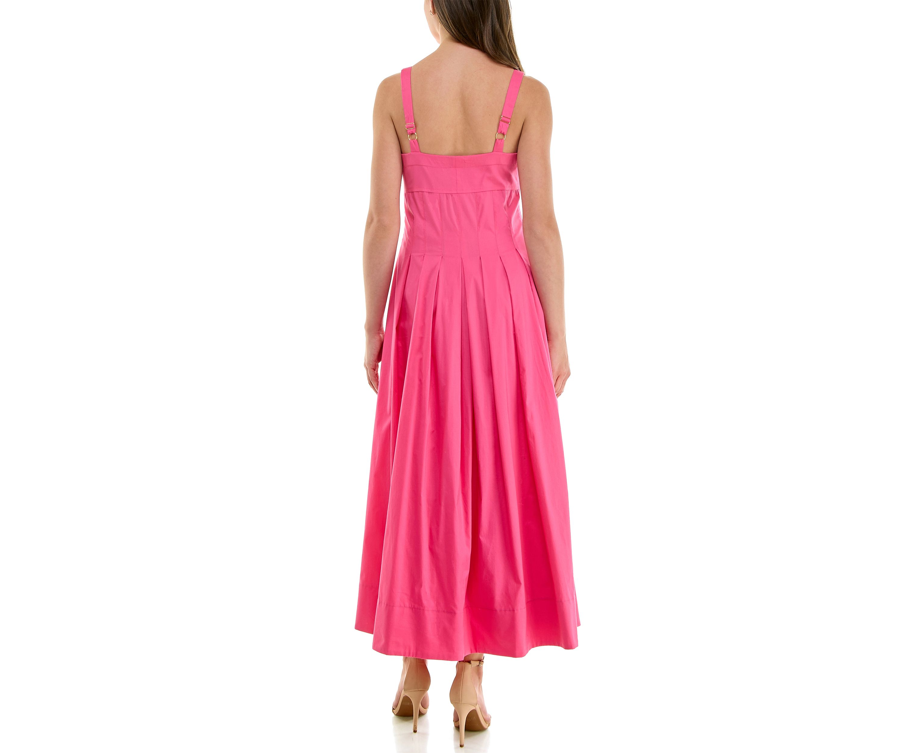 Womens Sleeveless Sweetheart Midi A-Line Dress