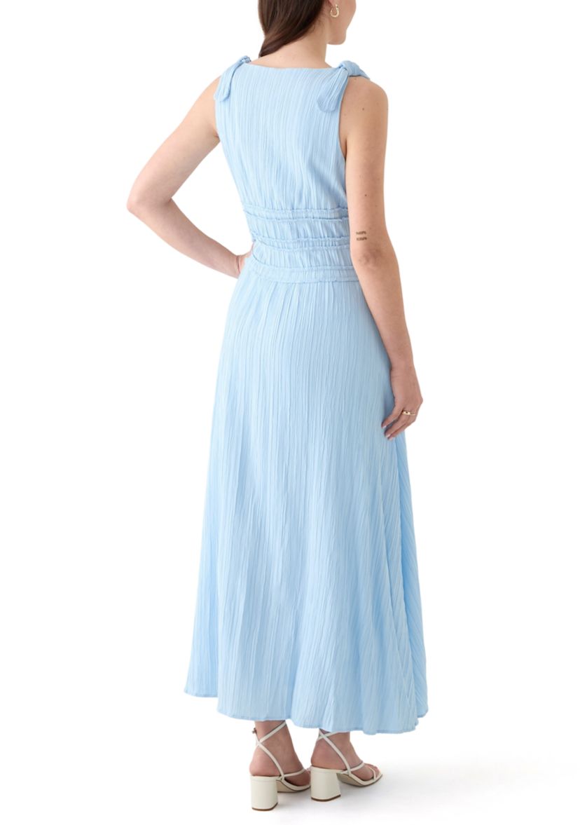 Womens Cinched Waist V Neck Dress