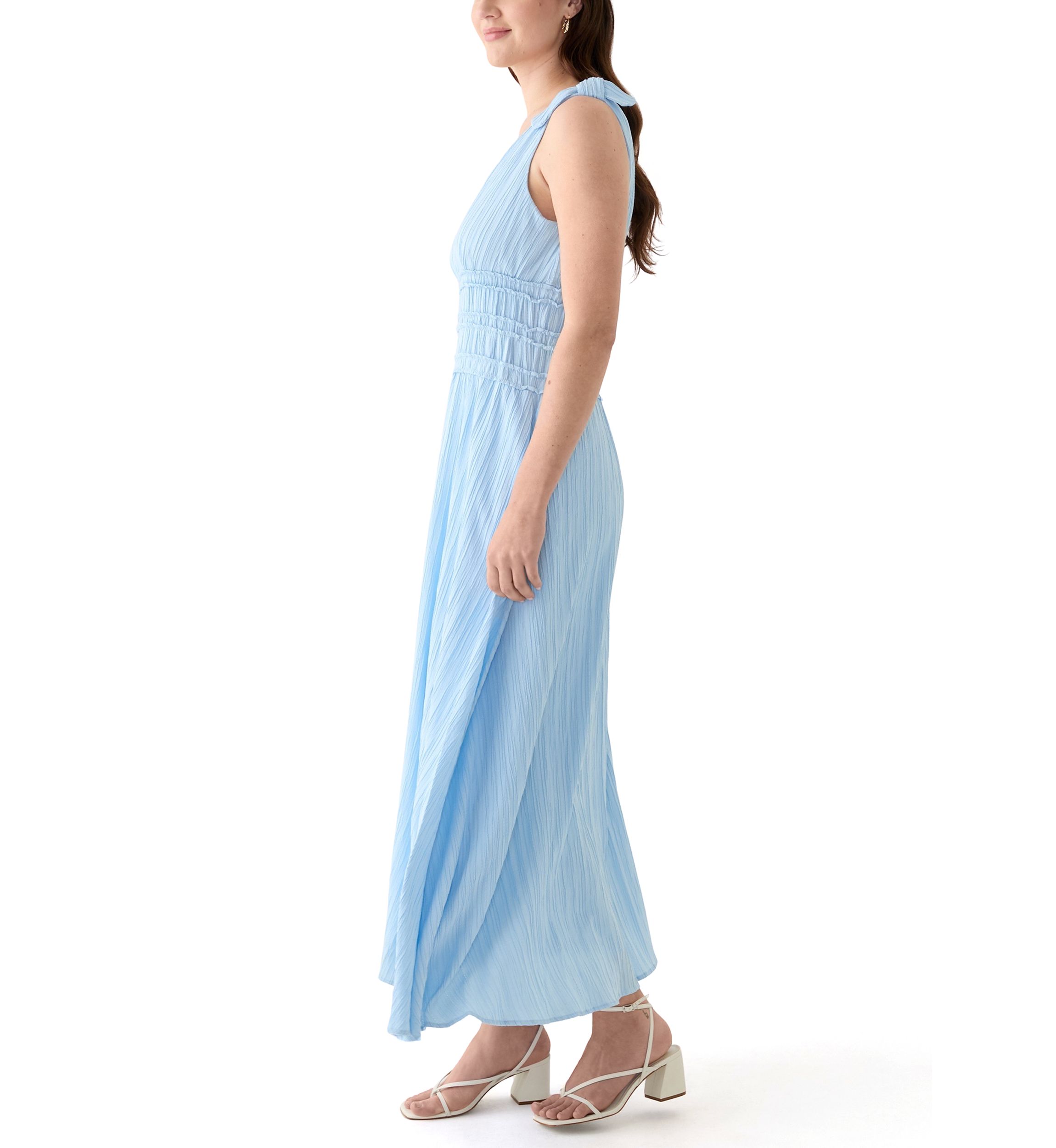 Womens Cinched Waist V Neck Dress