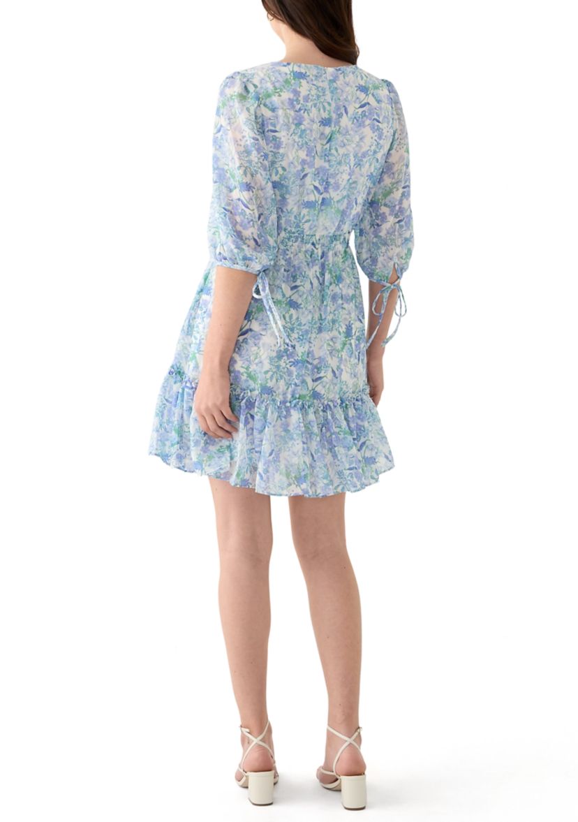 Womens Button Front Fit and Flare Mini Dress