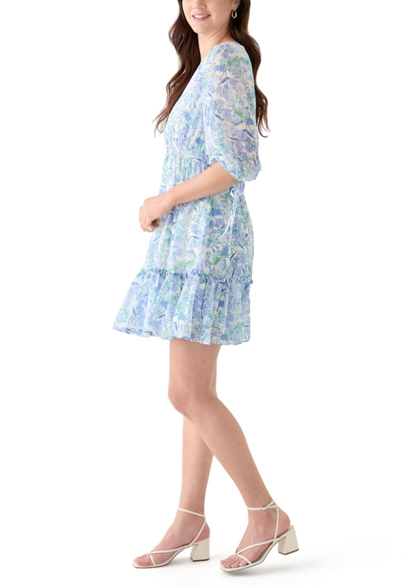 Womens Button Front Fit and Flare Mini Dress