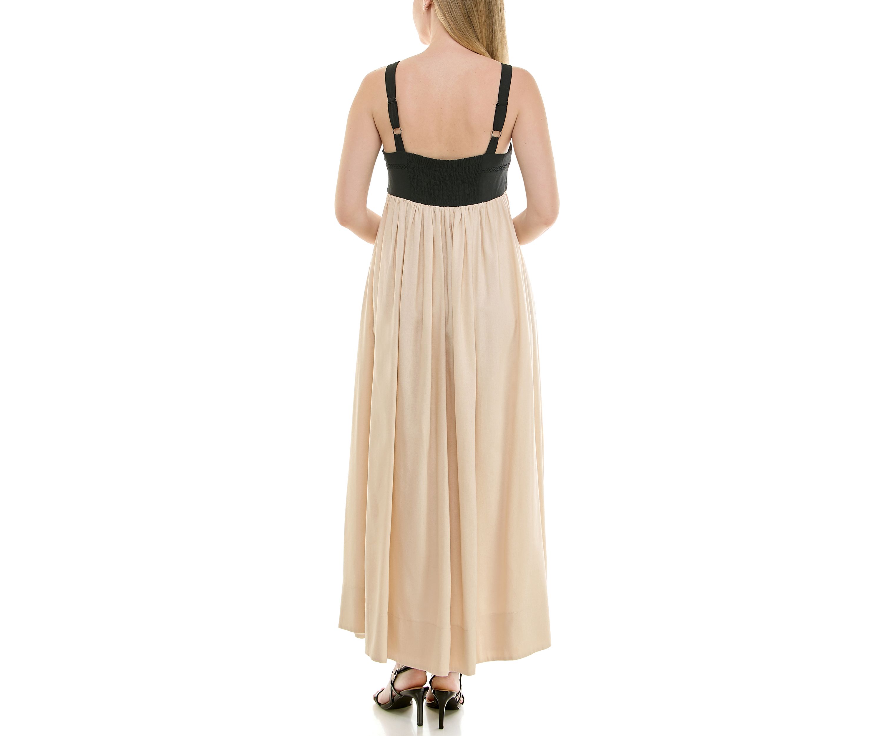 Womens Straight Neck Empire Waist Dress