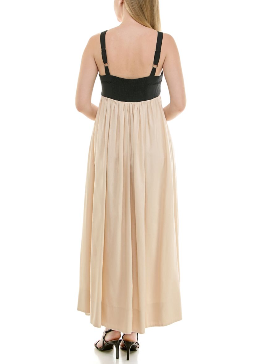 Womens Straight Neck Empire Waist Dress