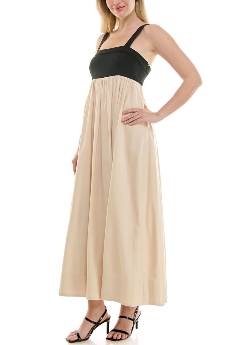 Womens Straight Neck Empire Waist Dress