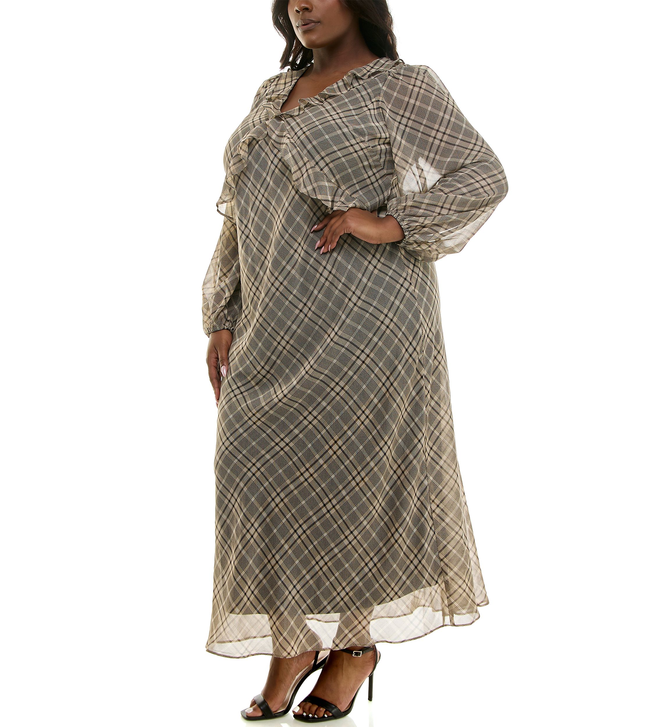 Long Ruffle Detail Dress
